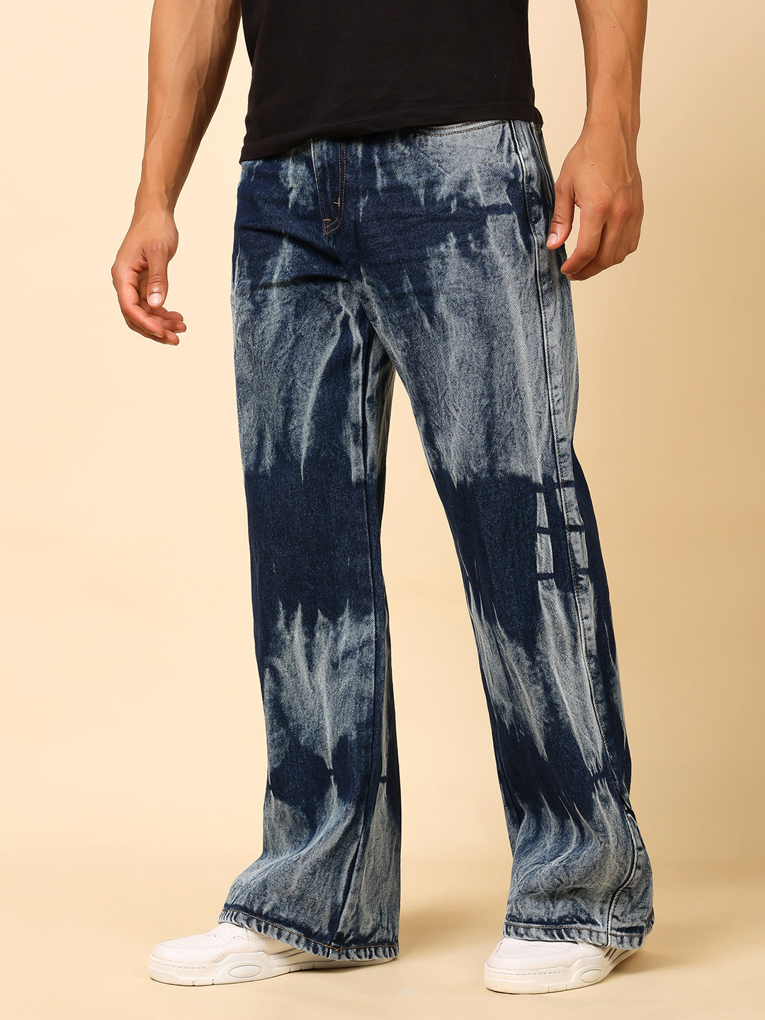 Stylox Men’s Baggy Fit Tie-Dye Washed Jeans – Street Style Denim for Trendy Look J-16 - Stylox