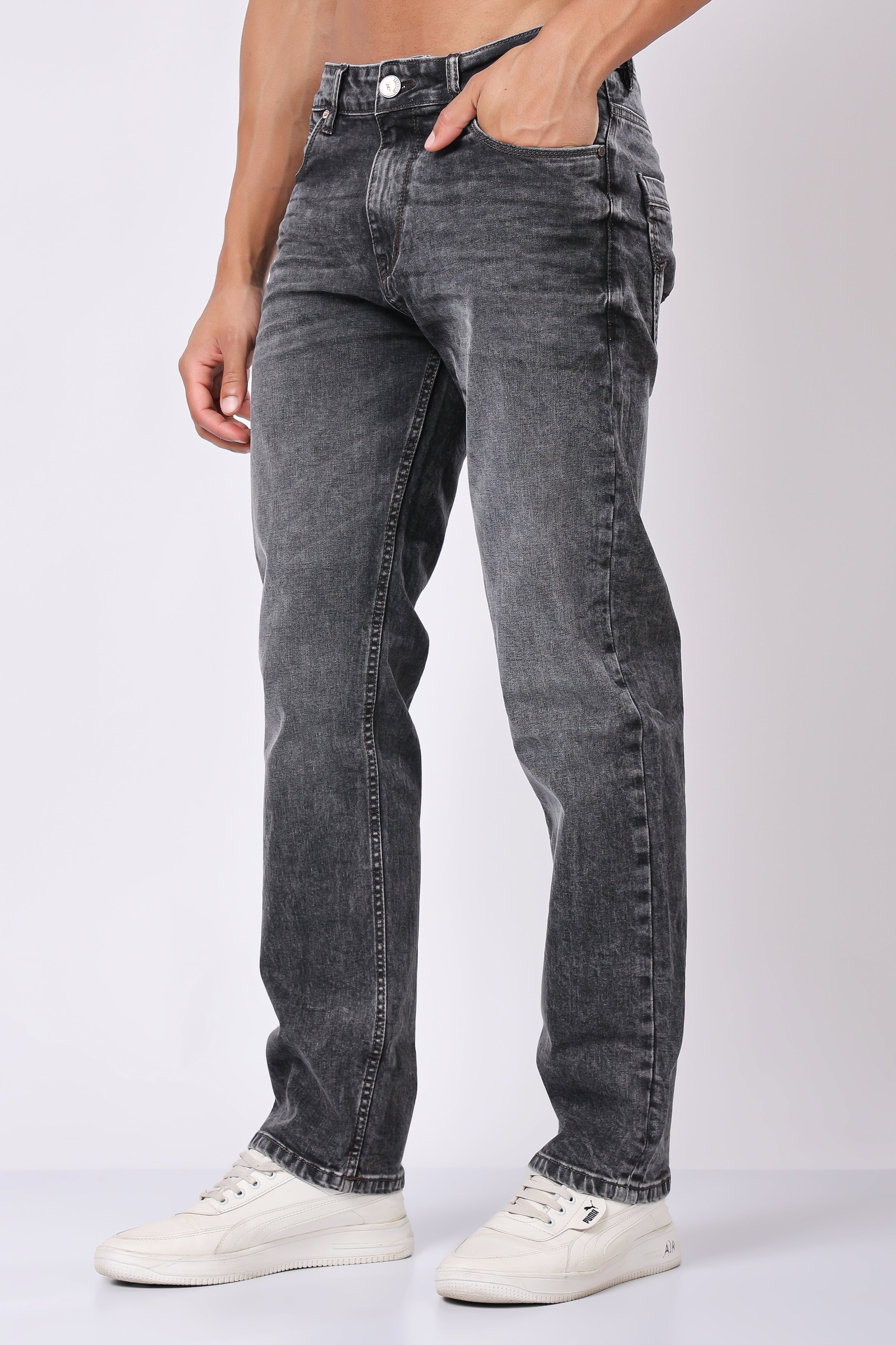 Stylox Men’s Comfort Fit Denim Jeans - Grey, Dark Grey, Mid Grey