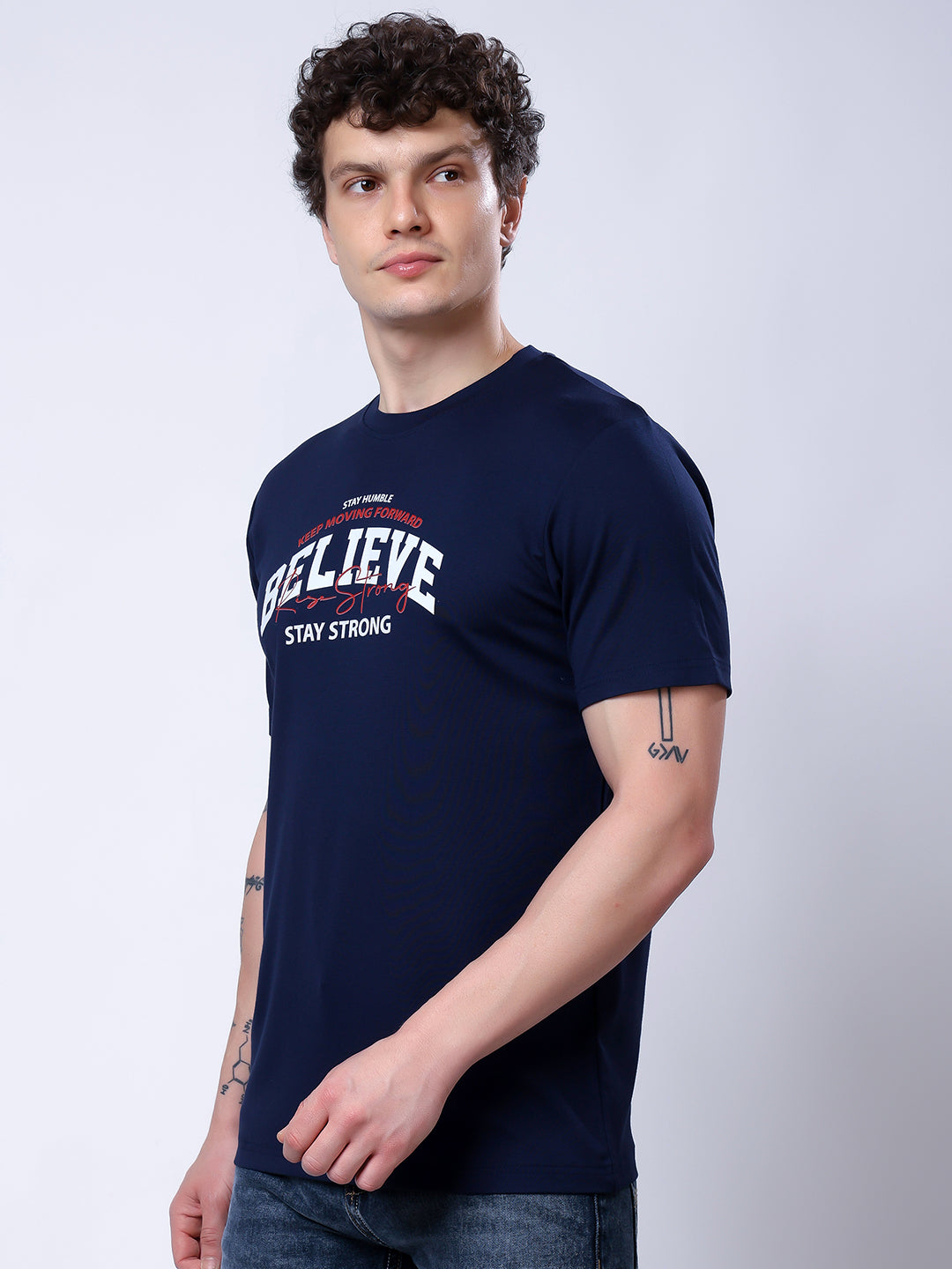 Stylox Men’s Navy Blue Motivational Graphic T-Shirt - Stylox