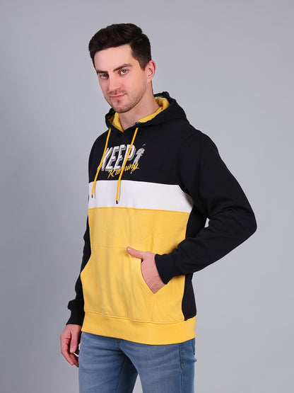Stylox Men’s Printed Winter Hoodie | Colorblock Pullover Hoodie with Kangaroo Pocket | Warm Full Sleeve Hooded Sweatshirt