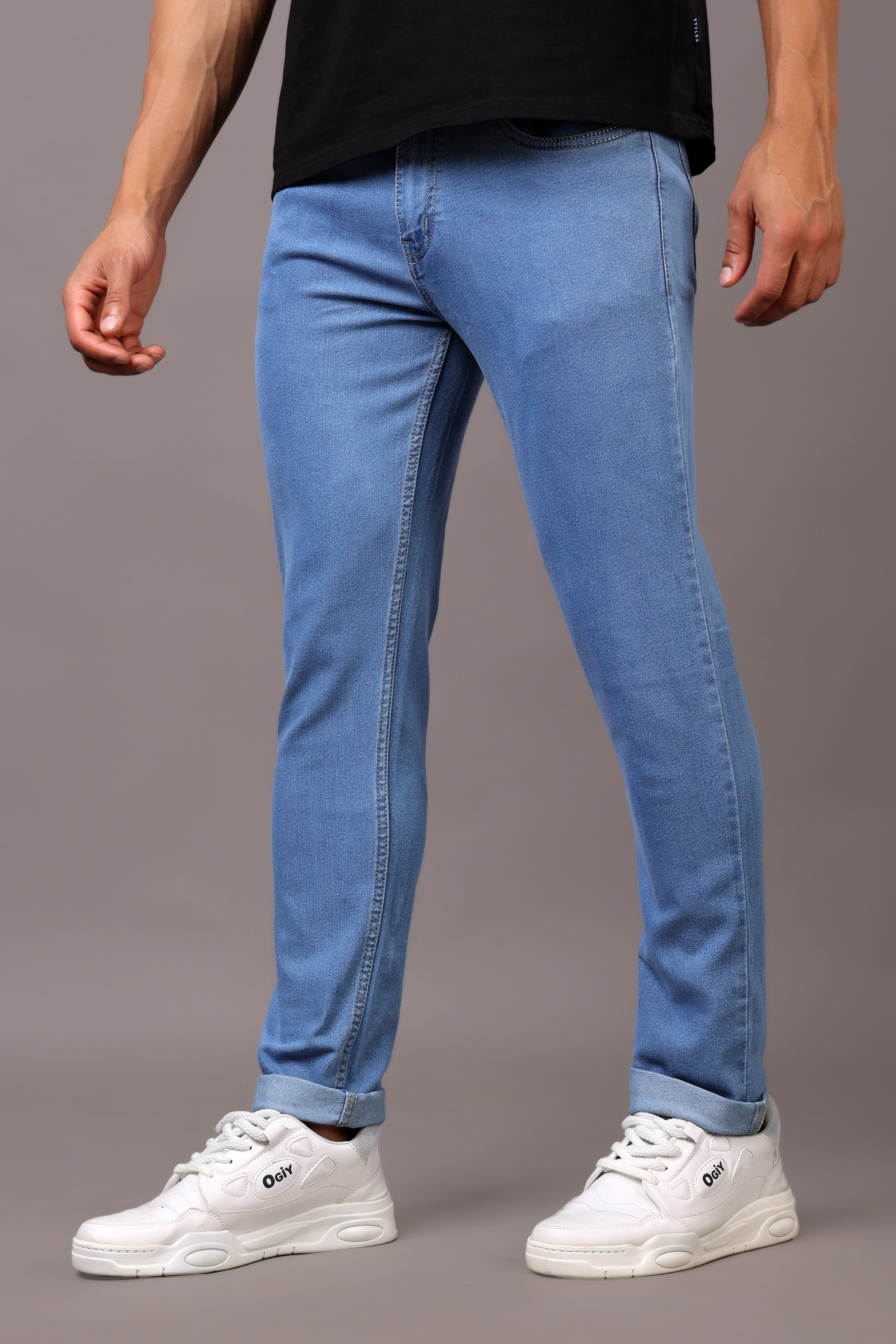 Stylox Men’s Slim Fit Mid-Rise Casual Denim Jeans - Stylox