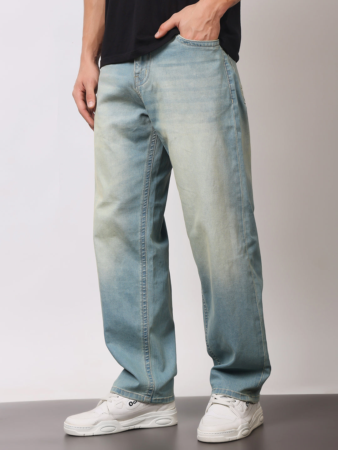 Stylox Men’s Sky Blue Loose Fit Jeans – Relaxed Denim for Effortless Style - Stylox