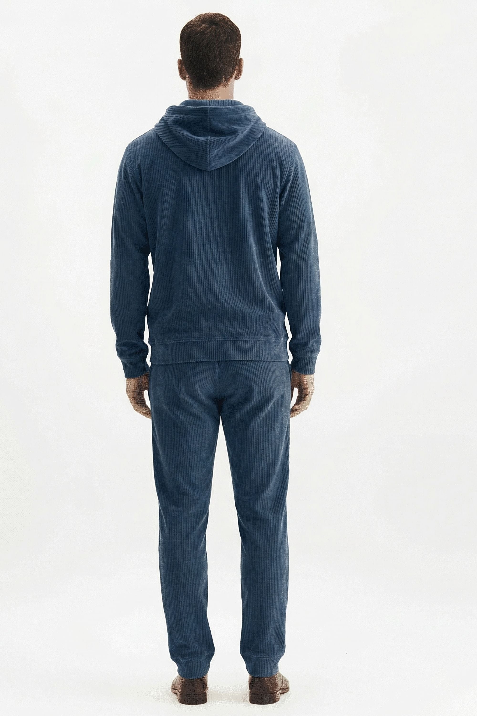 Stylox Men’s Regular Fit Ribbed Tracksuit Set (Hooded Sweatshirt + Jogger Pants) (Light Blue) - Stylox