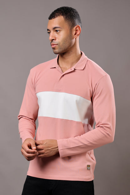 Stylox Men’s Long Sleeve Polo T-Shirt with Cut &amp; Sew Design