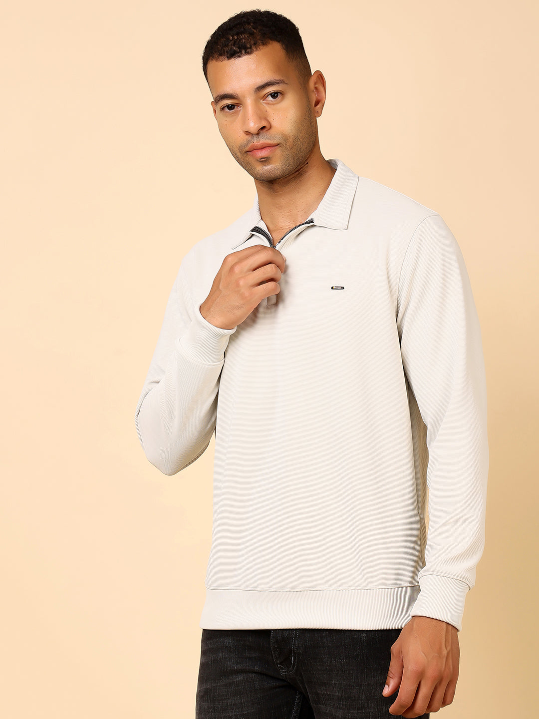 Stylox Men's Utility Style Zip Neck Sweatshirt