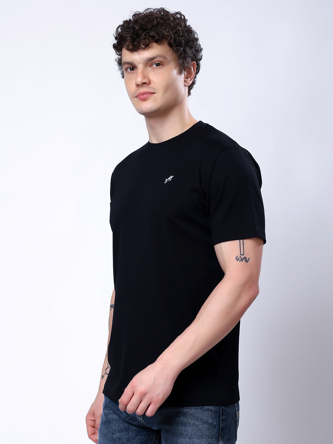 Stylox Men’s Regular Fit Round Neck Half Sleeve Casual Solid T-Shirt–Black - Stylox