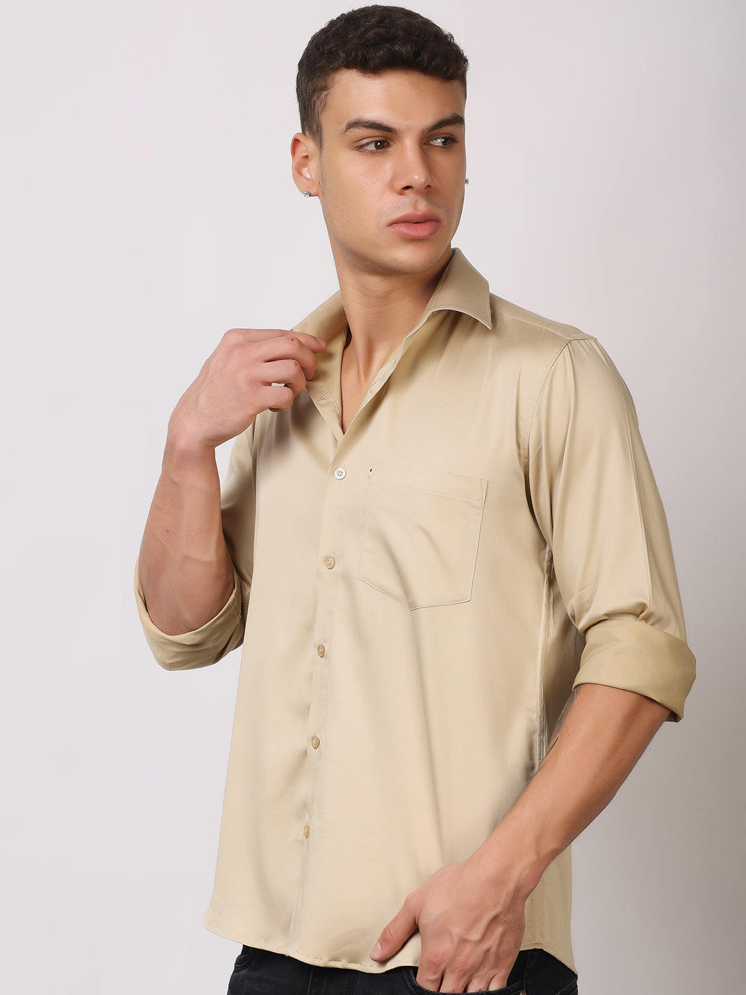 Stylox Men's Full Sleeve Solid Partywear Casual Shirt – Premium Shine Finish Cotton Blend Regular Fit Shirt for Stylish Evening & Occasion Wear - Stylox