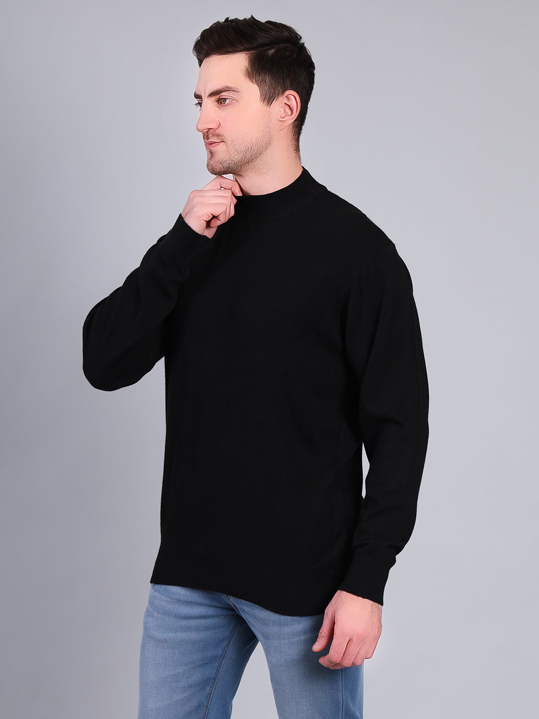 Stylox Men’s Solid Winter Sweater | Premium Knit Mock Neck Pullover for Men | Warm & Soft Full Sleeve Sweater - Stylox