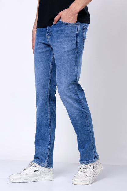 Stylox Men’s Mid-Rise Comfort Fit Stretchable Dark Blue Denim Jeans - Stylox