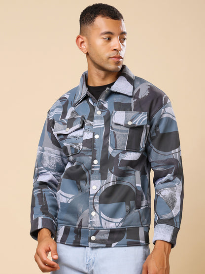 Stylox Men’s Printed Full Sleeve Jacket with Button Closure – Bold Style, Effortless Comfort