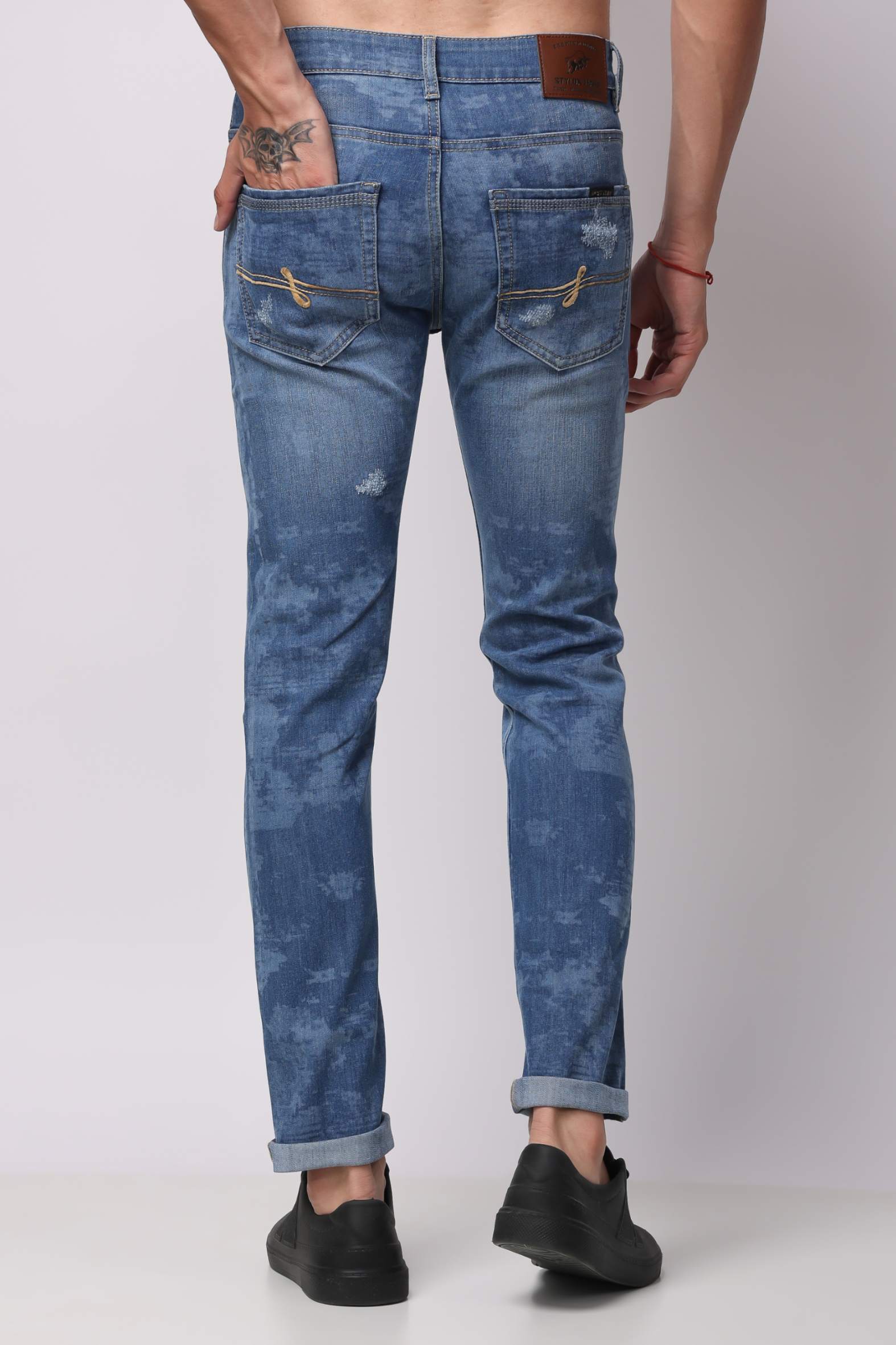 STYLOX Men’s Light Blue Ankle Fit Jeans - Premium Denim, - Stylox