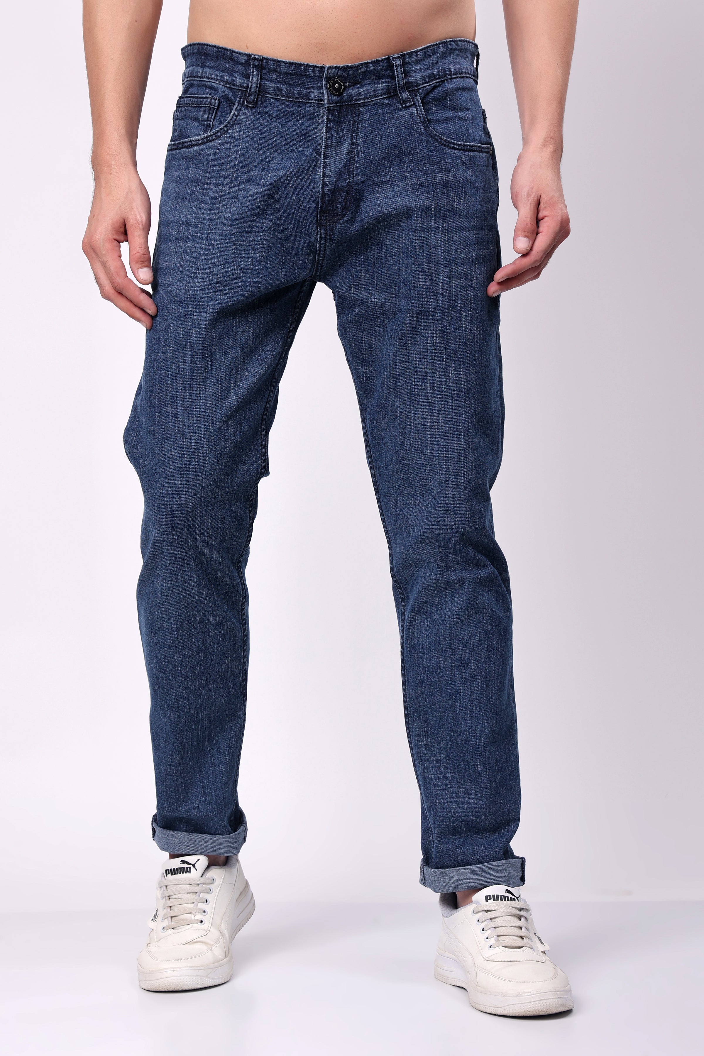 Stylox Men Slim Fit Denim Jeans - Mid Dark Blue, - 5110-11170 - Stylox