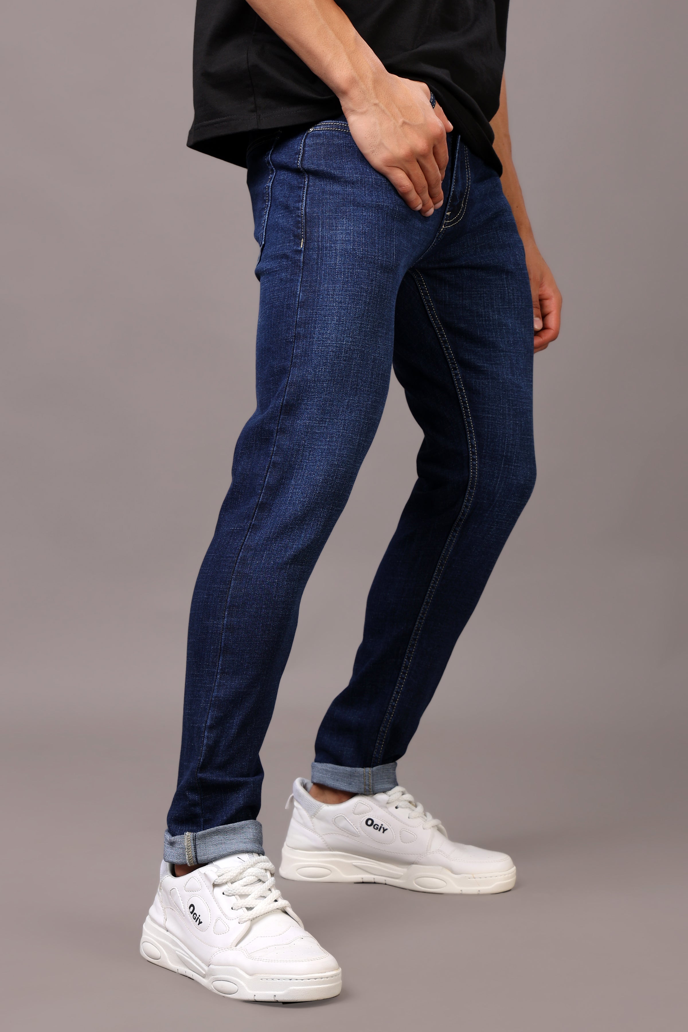 Stylox Men’s Slim Fit Denim Jeans - Dark Blue & Mid Dark Blue