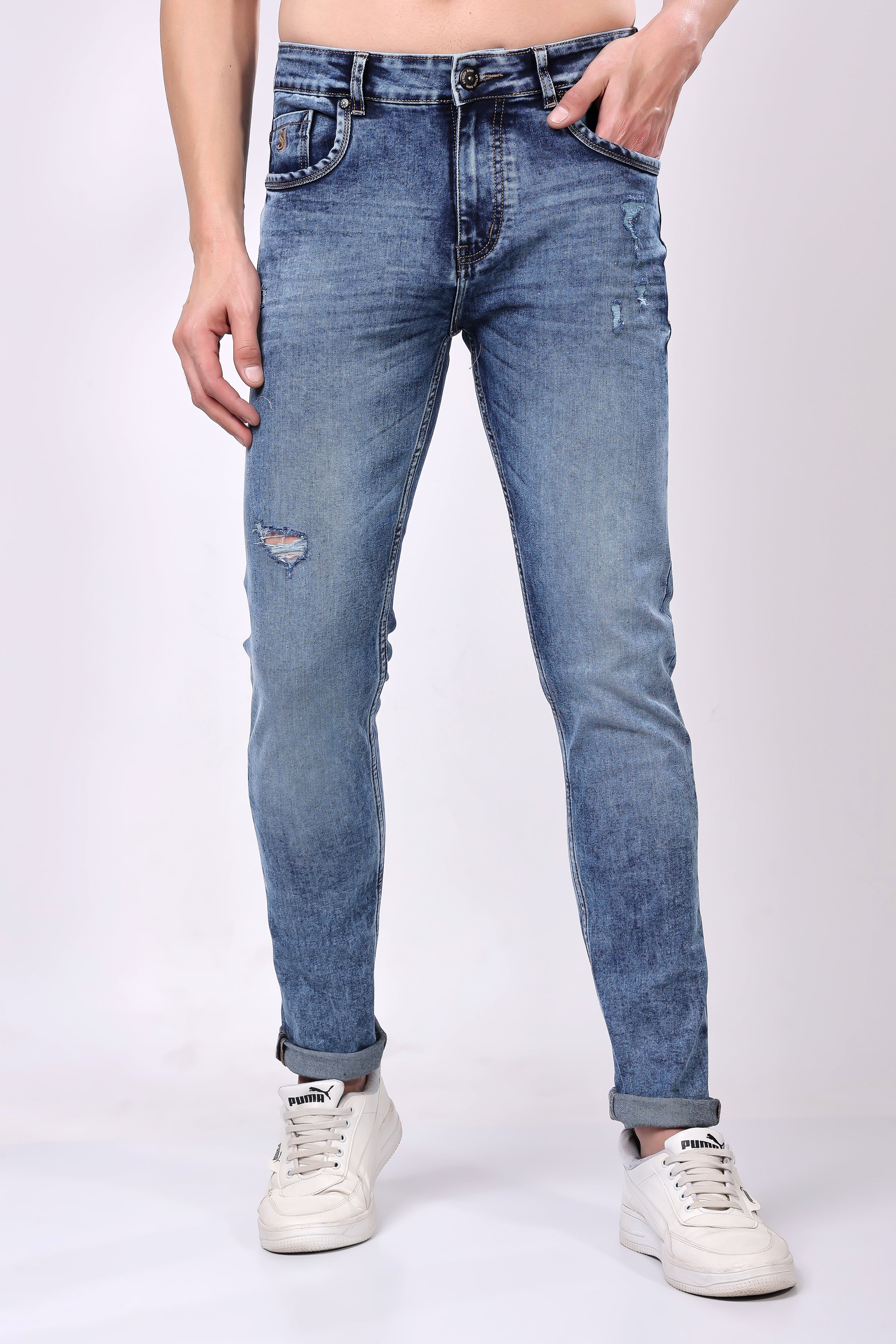 Stylox Slim Fit Jeans for Men's | Mid Blue | - Stylox