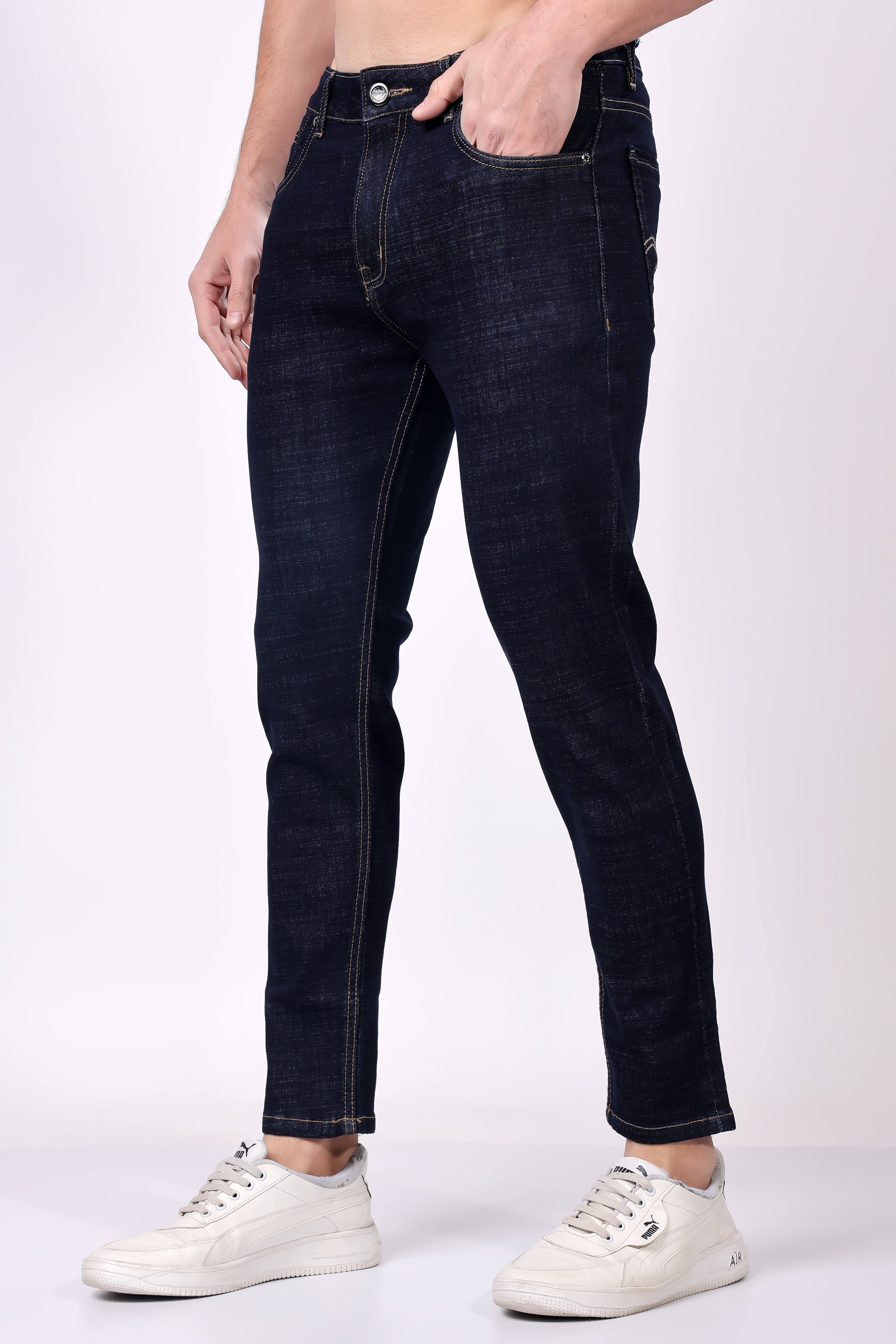 STYLOX Men’s Dark Blue Ankle Fit Jeans - Premium Denim, - Stylox