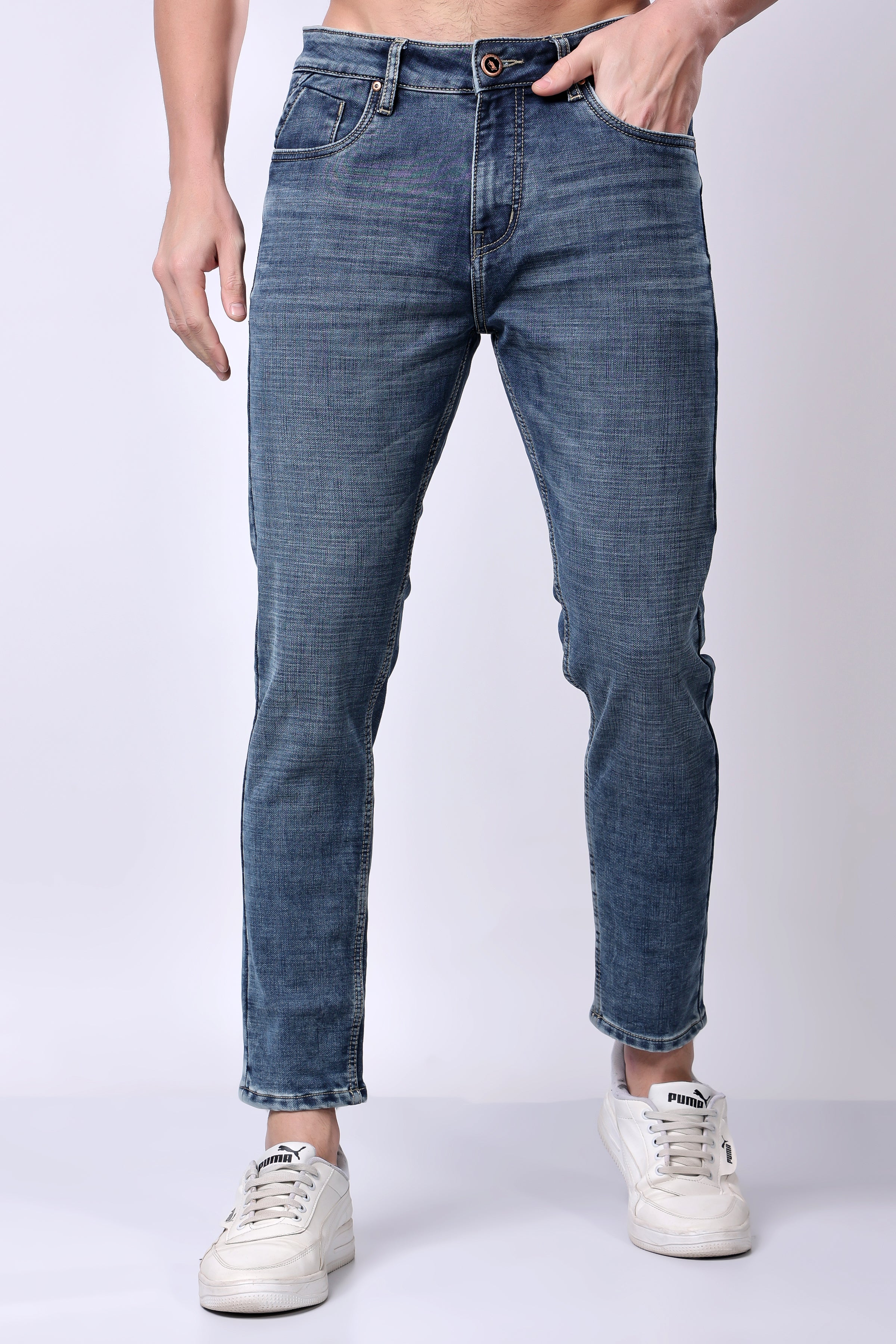 Stylox Ankle Fit Jeans for Men's | Greenish Blue | - Stylox