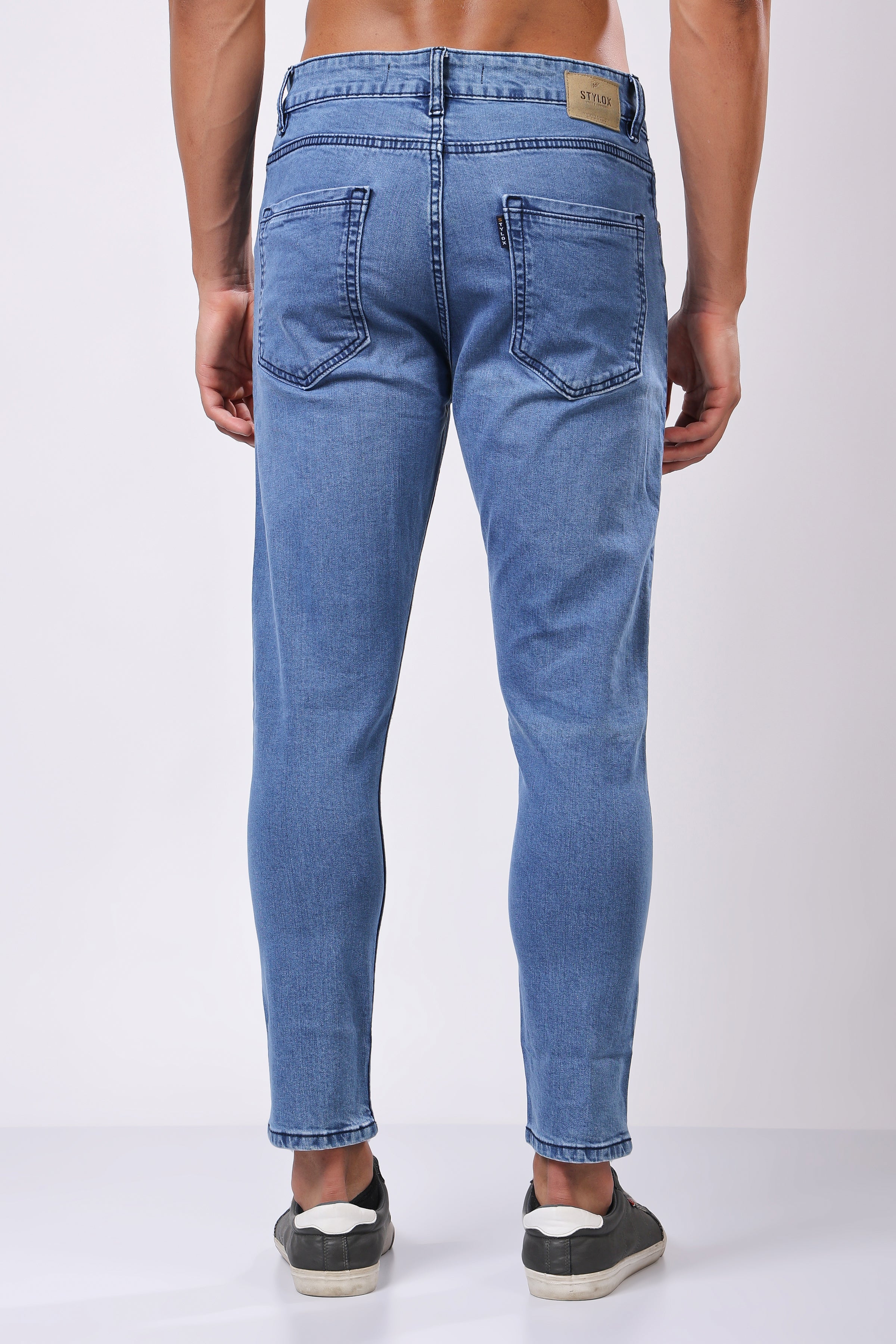 Stylox Men’s Ankle Fit Denim Jeans - Dark Blue & Light Blue,