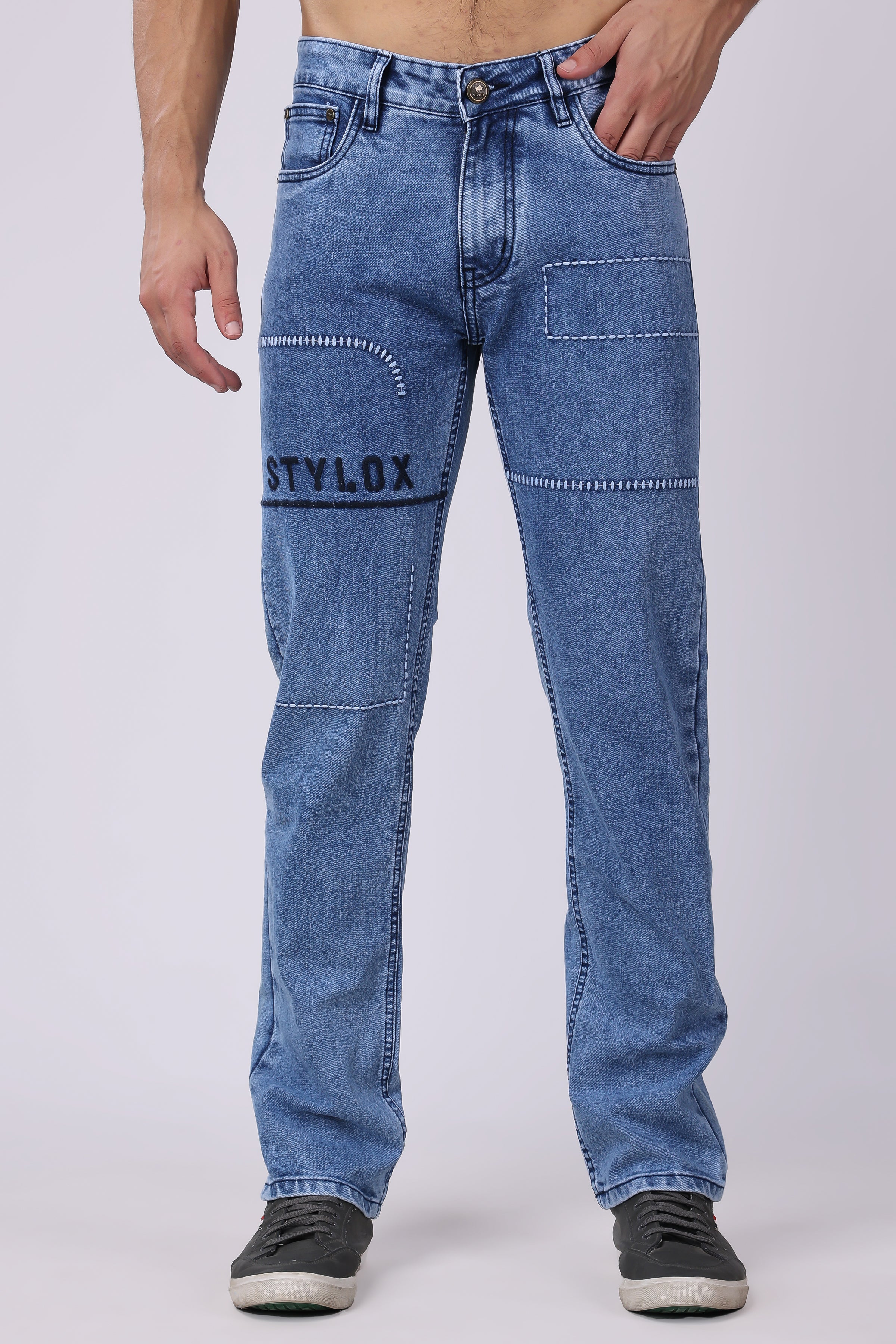Stylox Men’s Comfort Fit Jeans in Light Blue - Stylox