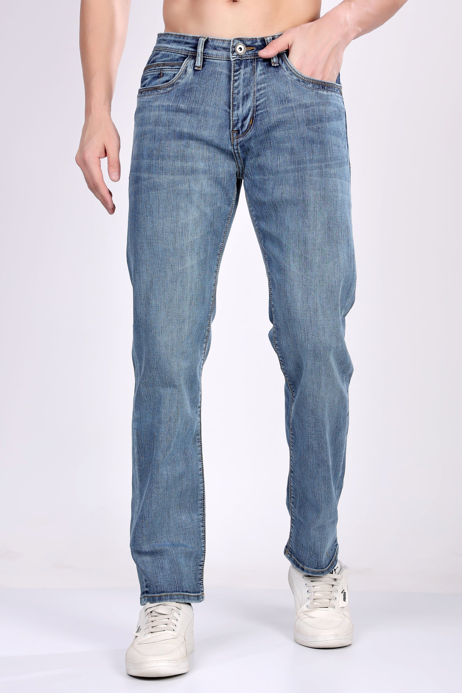 STYLOX GREENISH BLUE COMFORT FIT JEANS