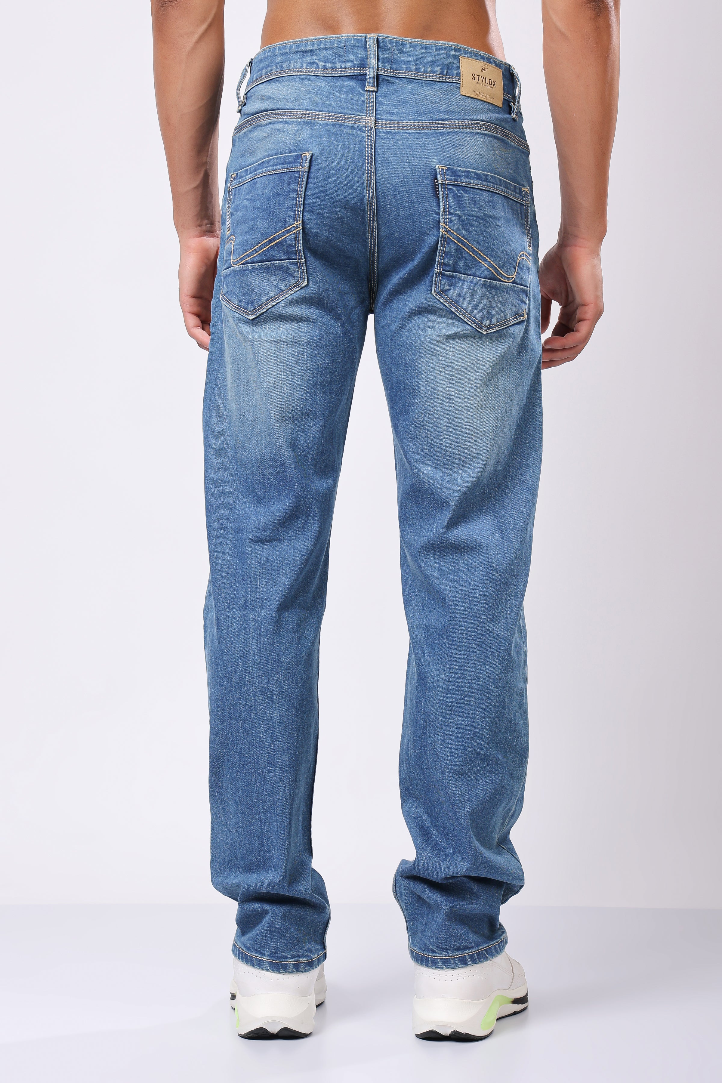 Stylox Comfort Fit Men's Denim Jeans - Dark Blue, Mid Light Blue| J-023 - Stylox