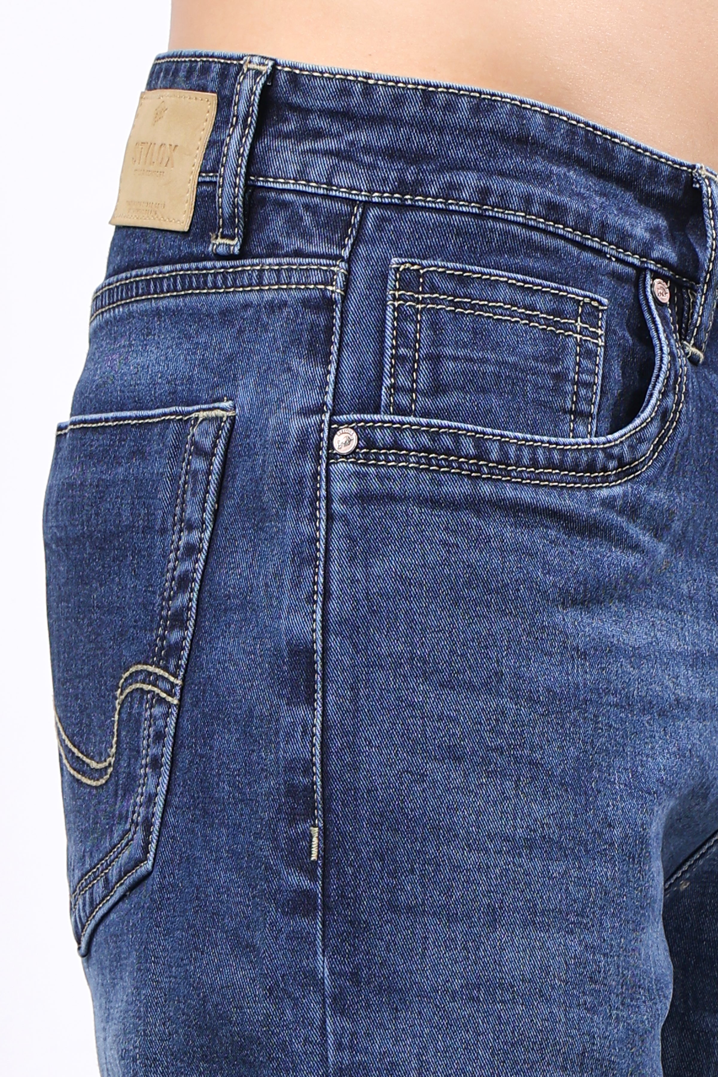 Stylox Men's Relaxed Fit Washed Jeans