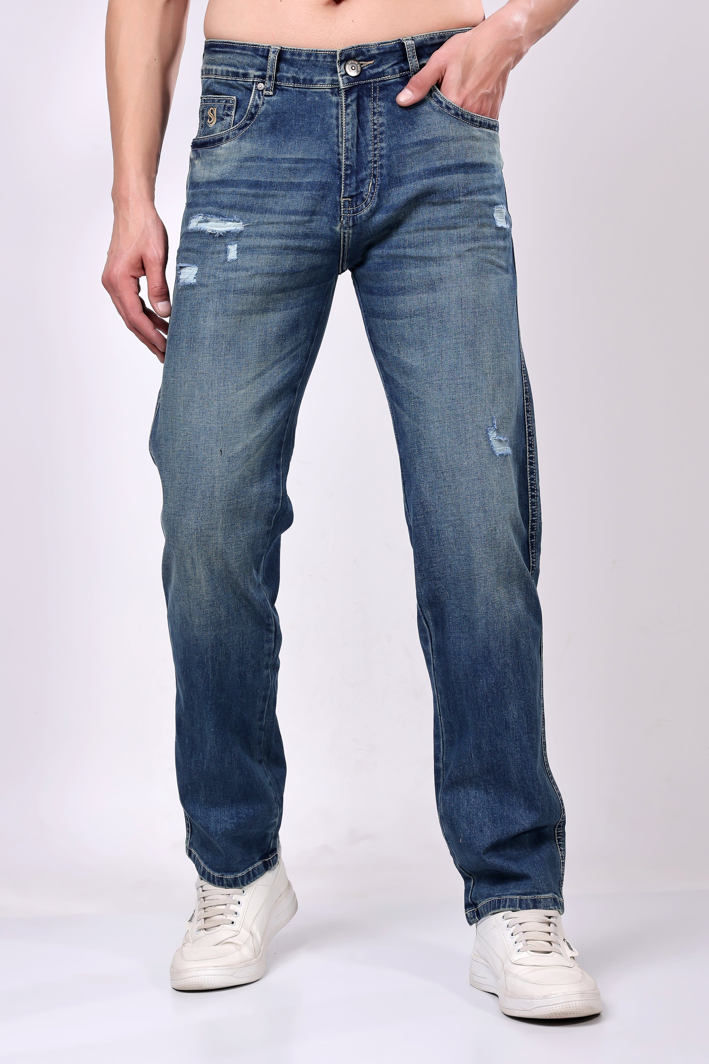 Stylox Men’s Comfort Fit Denim Jeans - Blue, - Stylox