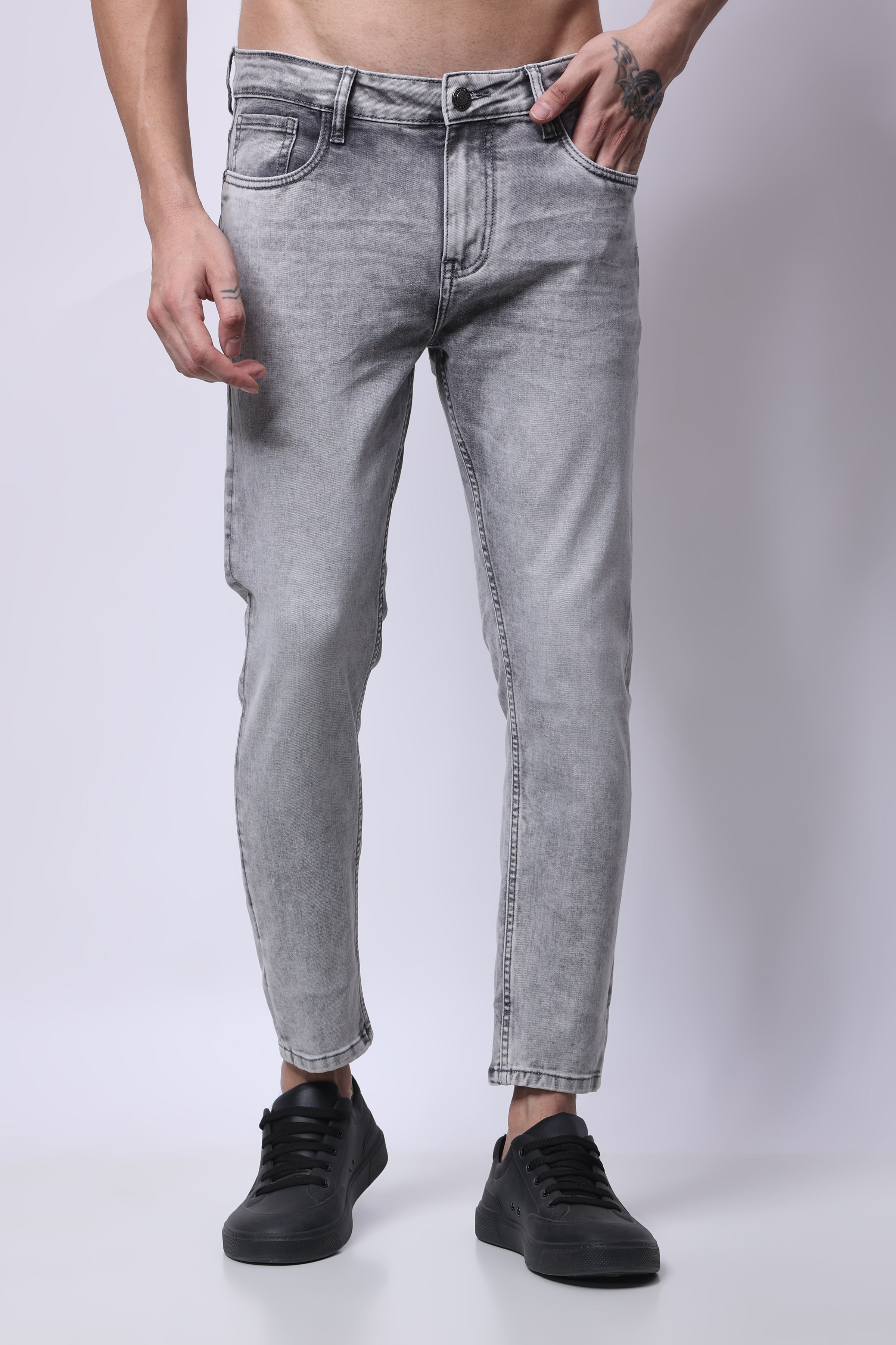 STYLOX Men’s Light Grey Ankle Fit Jeans - Premium Denim, - 5310-10819 - Stylox