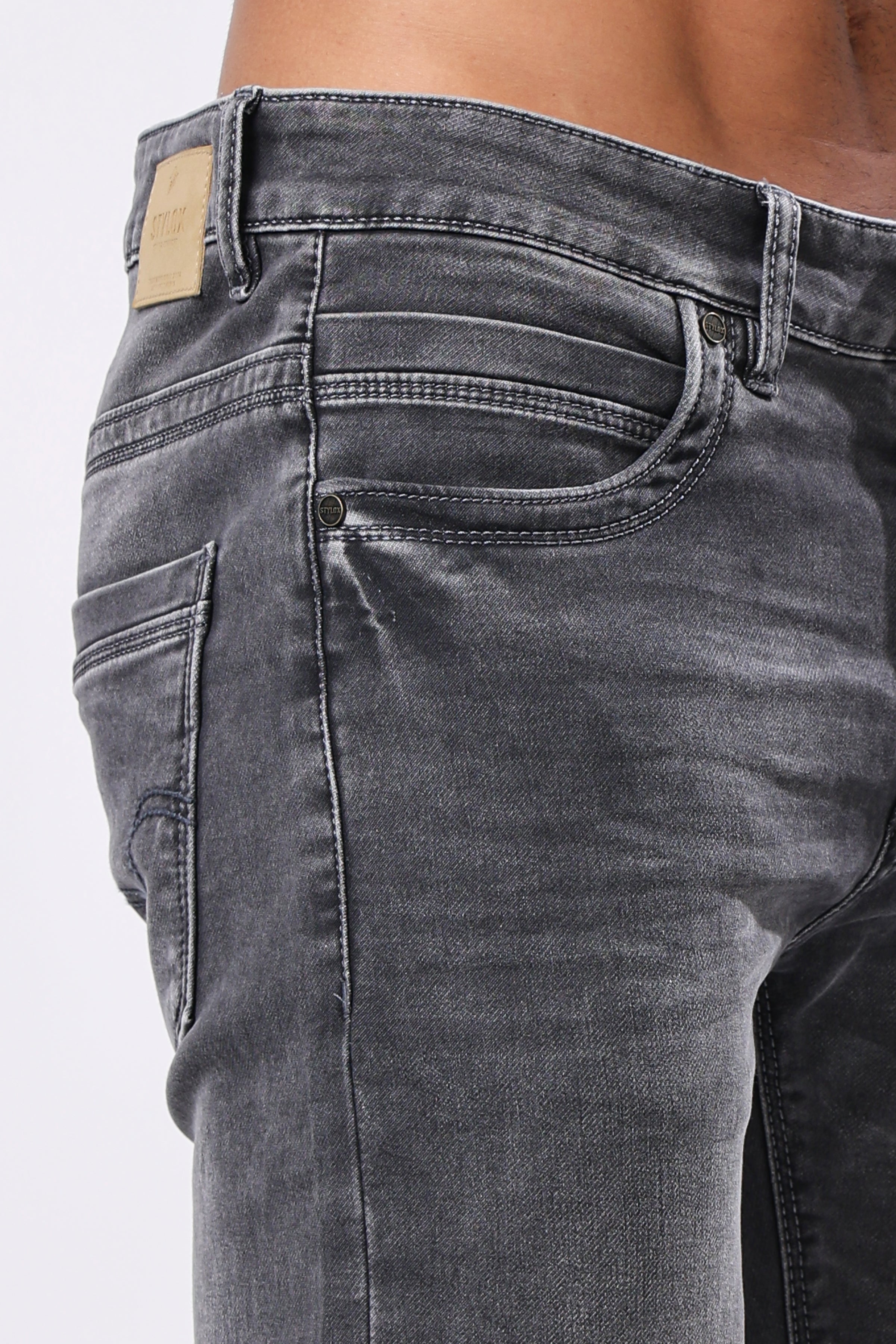 Stylox Slim Fit Denim Jeans - Light Grey, Mid Grey, Dark Grey