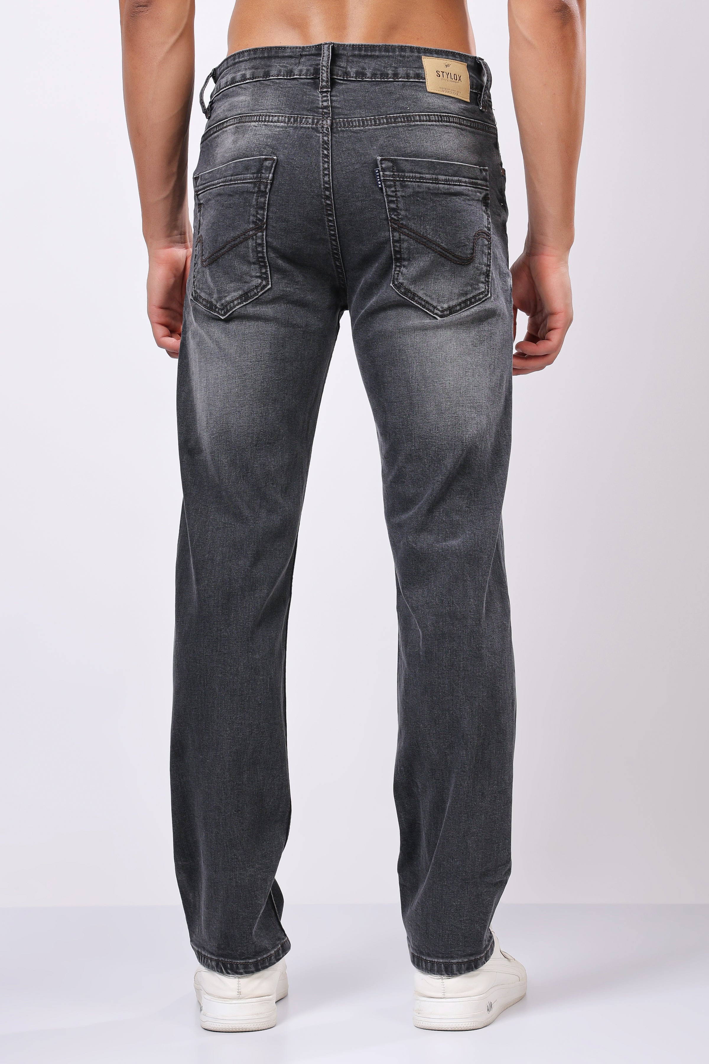Stylox Men’s Comfort Fit Denim Jeans - Grey, Dark Grey, Mid Grey