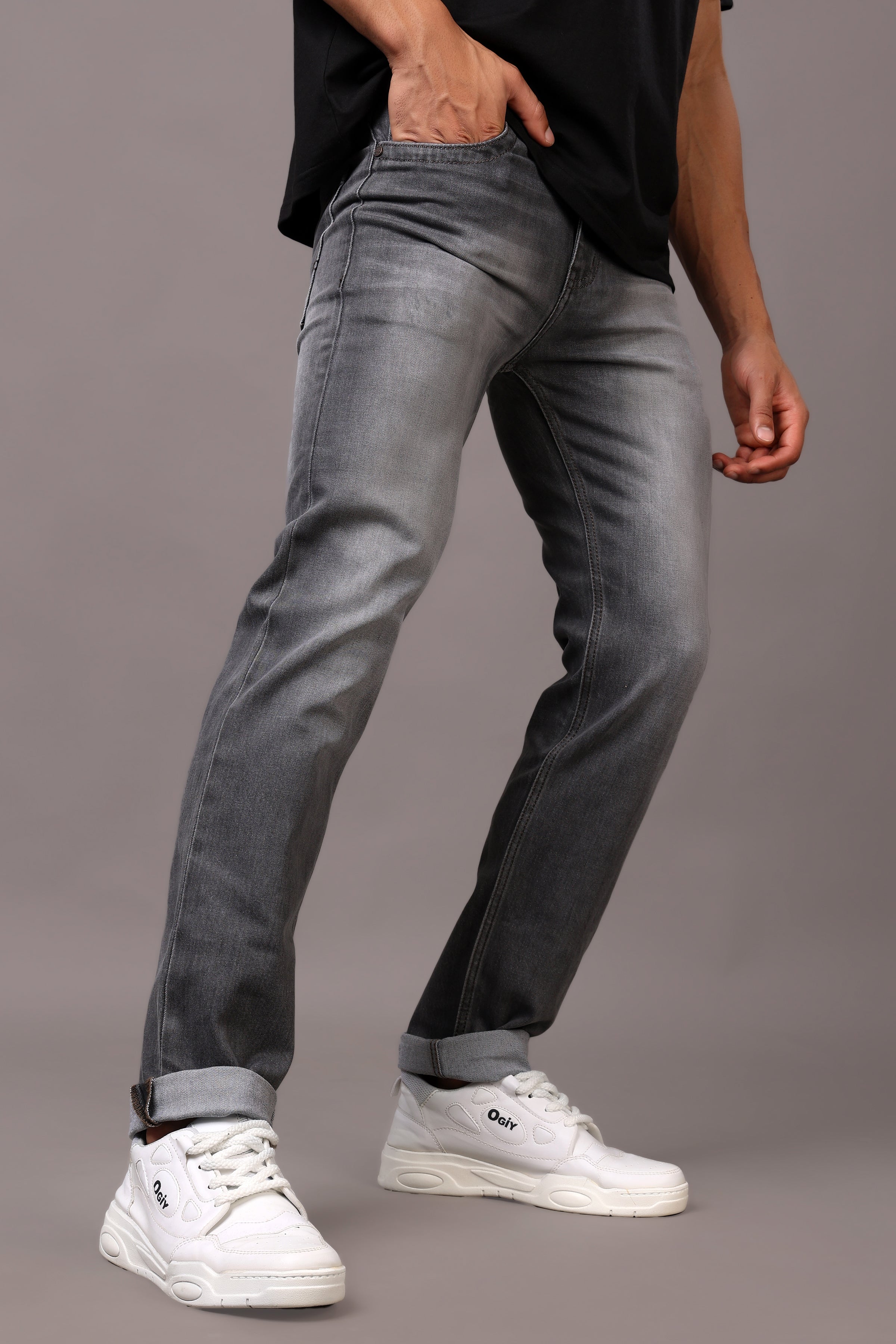 Stylox Men’s Comfort Fit Denim Jeans - Grey, Mid Dark Grey & Dark Grey ,