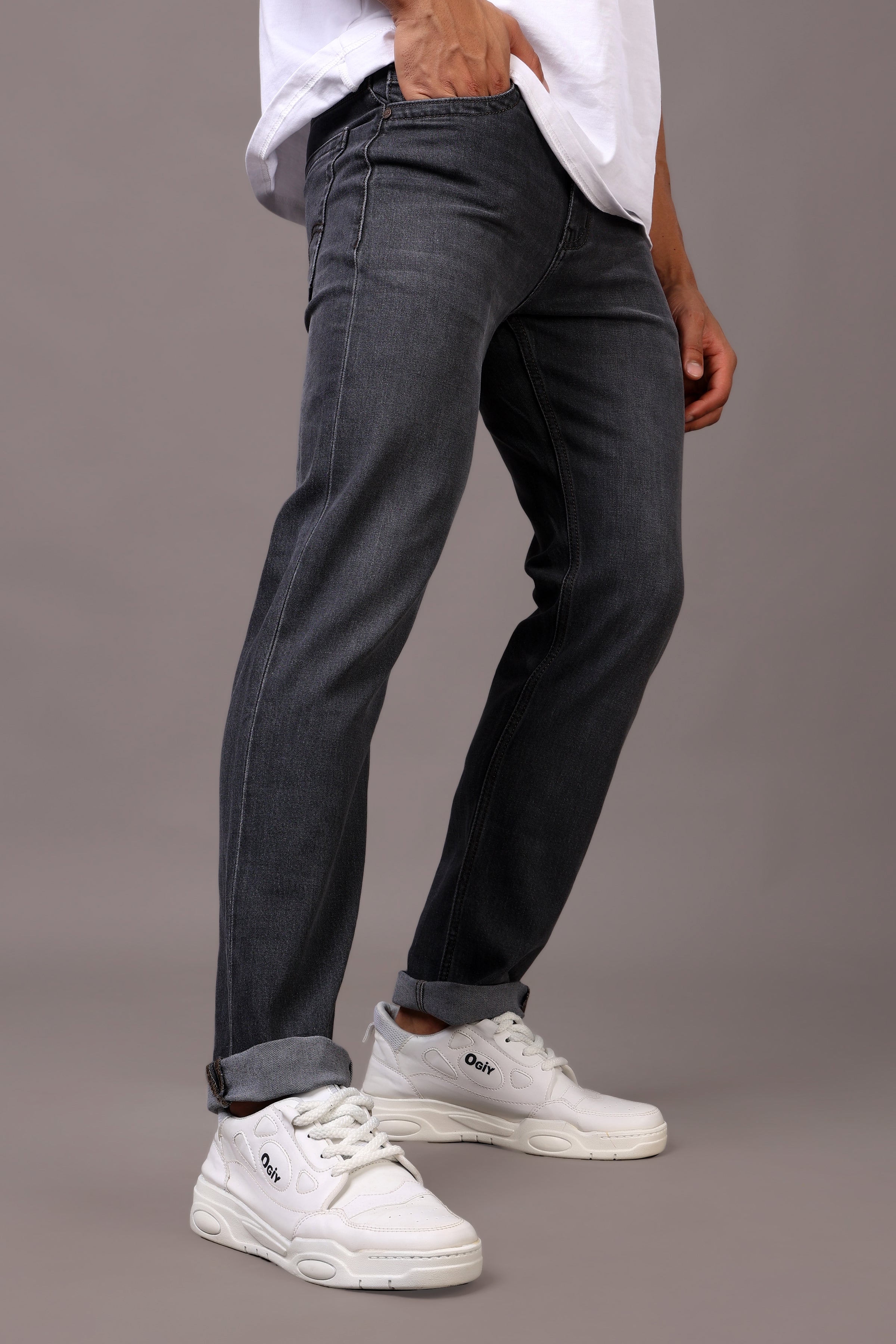 Stylox Men’s Comfort Fit Denim Jeans - Grey, Mid Dark Grey & Dark Grey ,