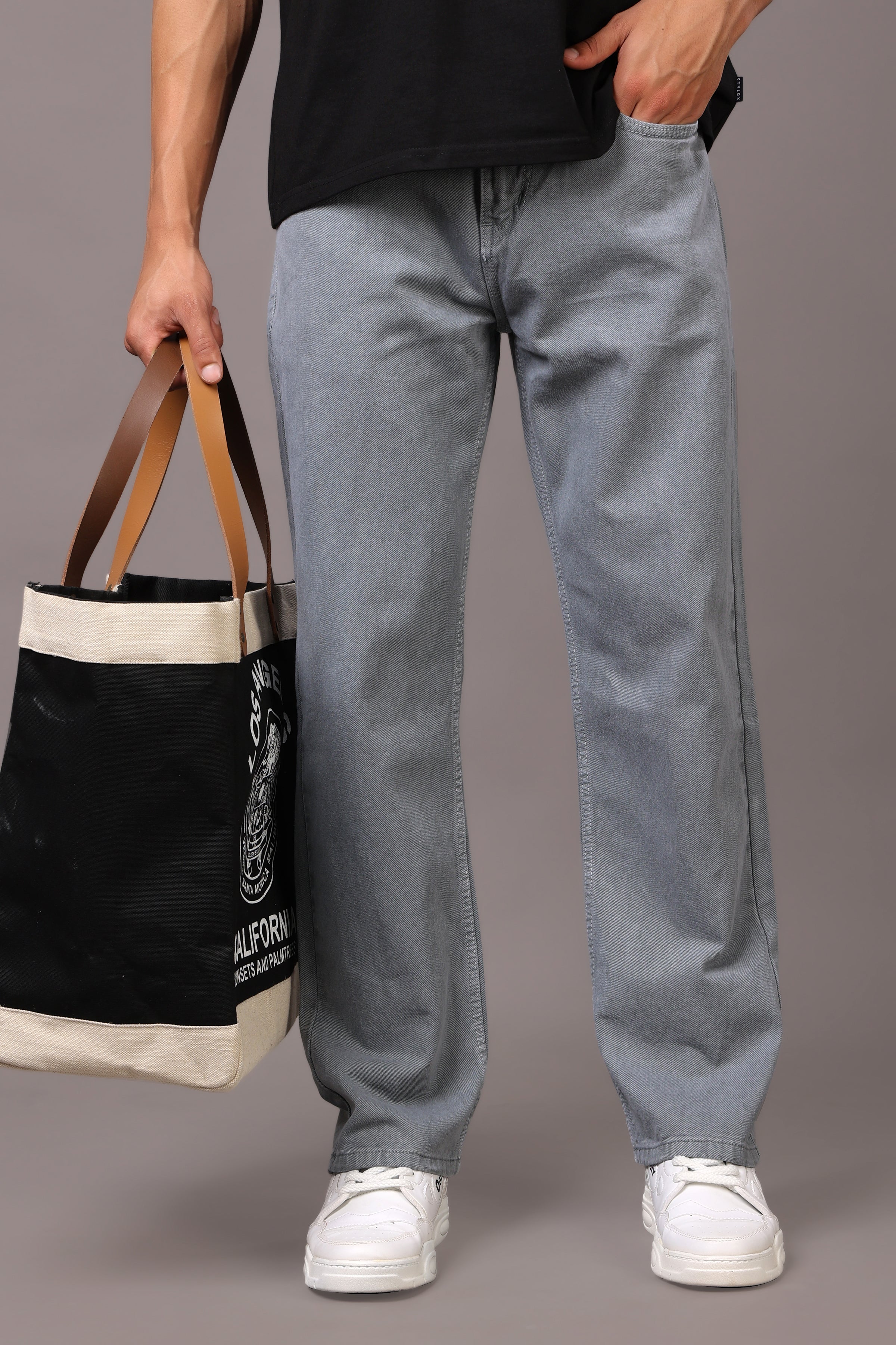 Stylox Men’s Relaxed Fit Denim Jeans - Ash Grey, Black, Steel Grey, Fossil Grey & Olive