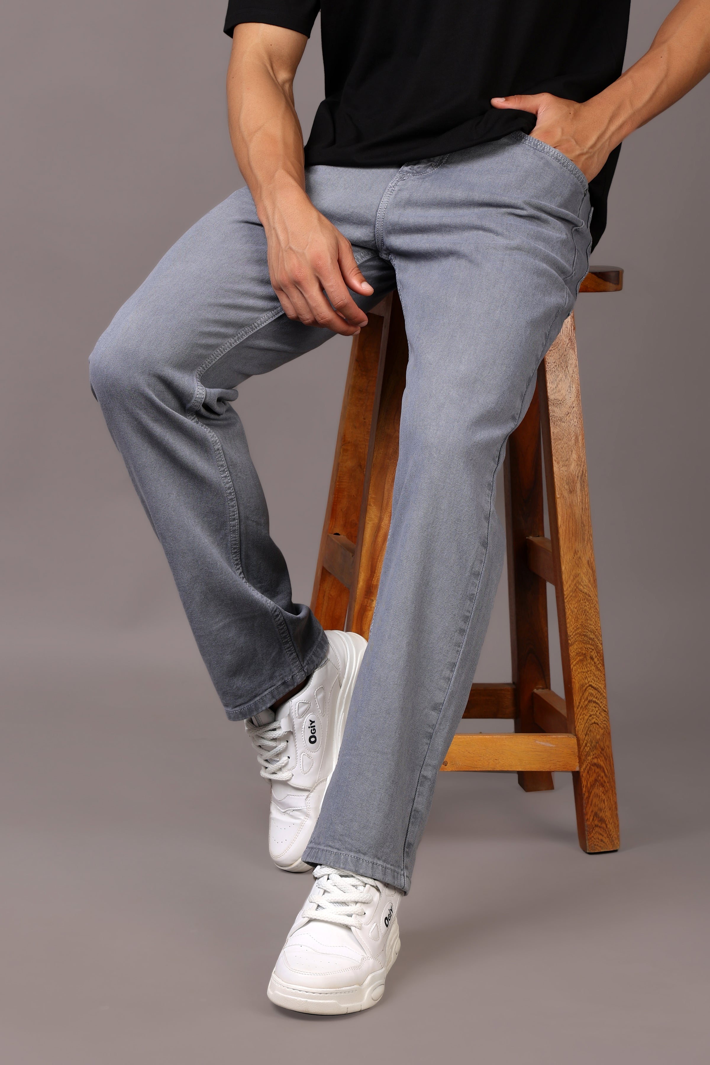 Stylox Men’s Relaxed Fit Denim Jeans - Ash Grey, Black, Steel Grey, Fossil Grey & Olive
