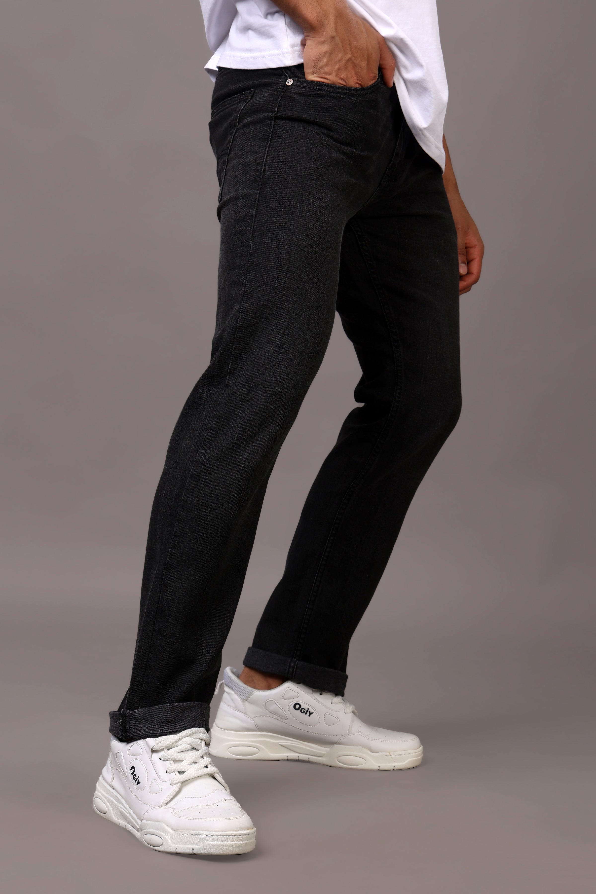 Stylox Men’s Comfort Fit Denim Jeans - Mid Grey & Dark Grey,