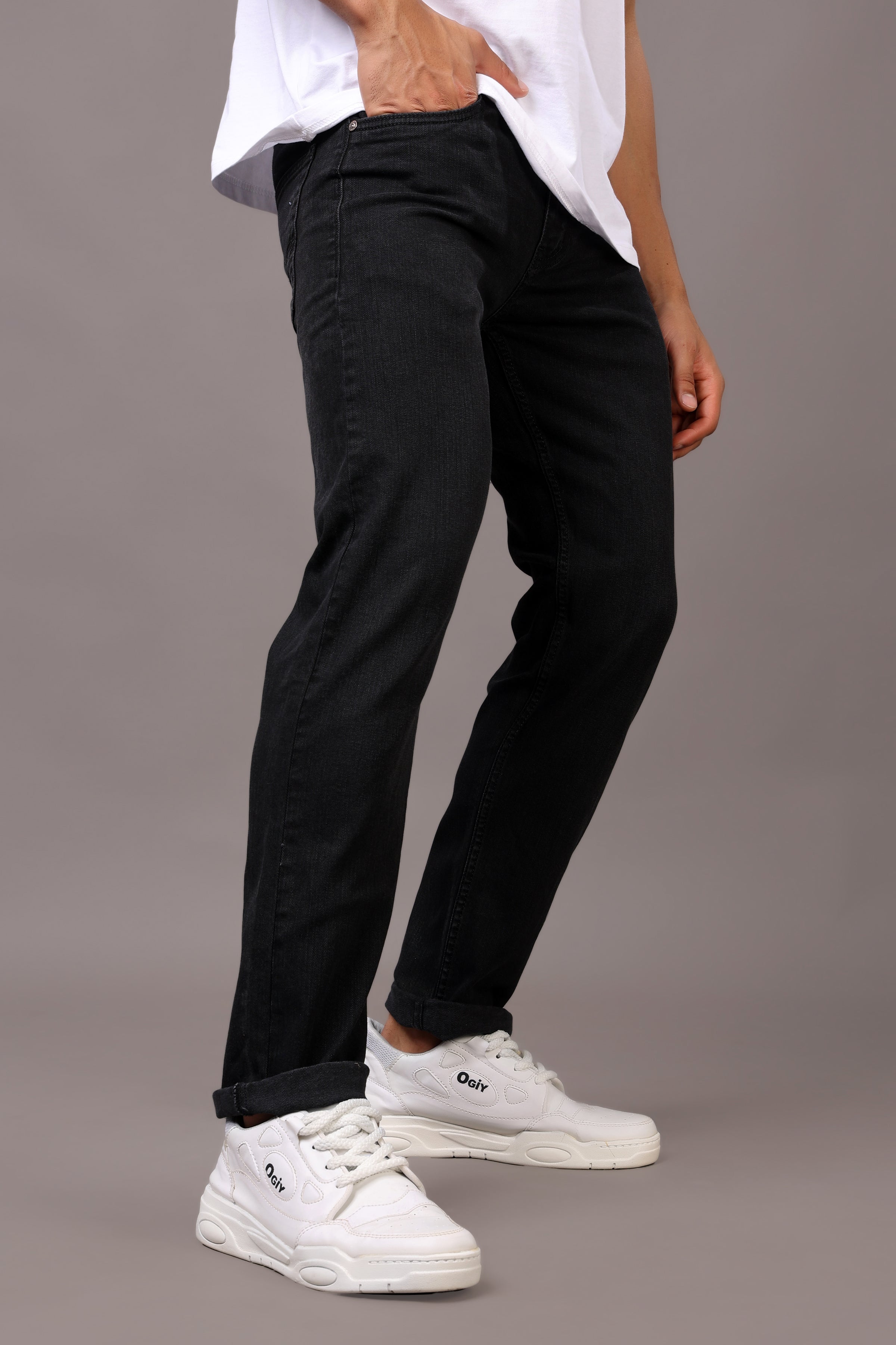 Stylox Men’s Comfort Fit Denim Jeans - Mid Grey & Dark Grey,