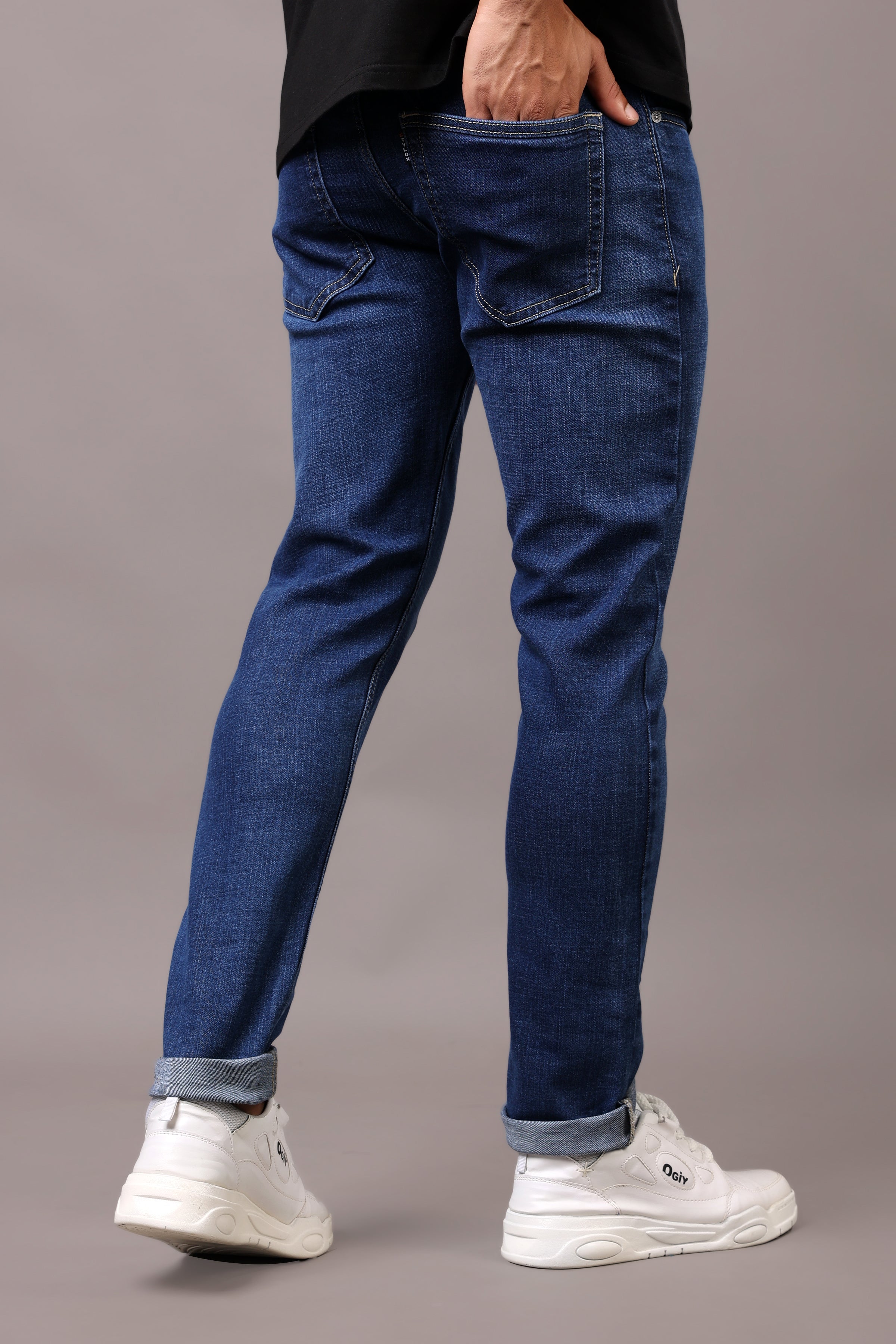 Stylox Men’s Slim Fit Denim Jeans - Dark Blue & Mid Dark Blue