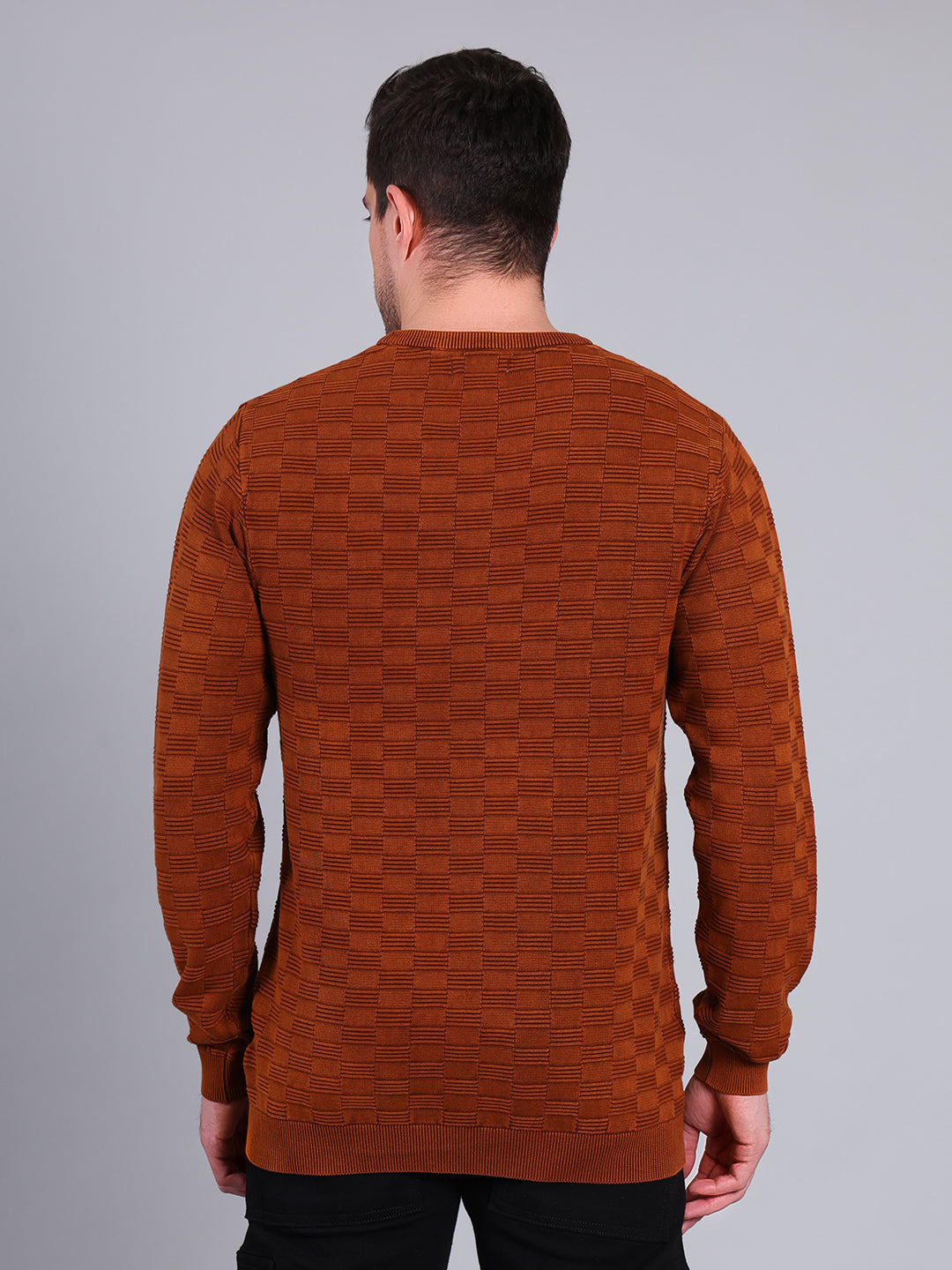 Stylox Men’s Textured Winter Sweater | Crew Neck Full Sleeve Knit Pullover | Premium Casual Wear (Mustard) - Stylox