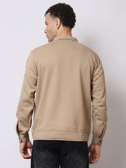 Stylox Men’s Textured Button-Down Shacket – Lightweight Casual Jacket for Winter &amp; Fall