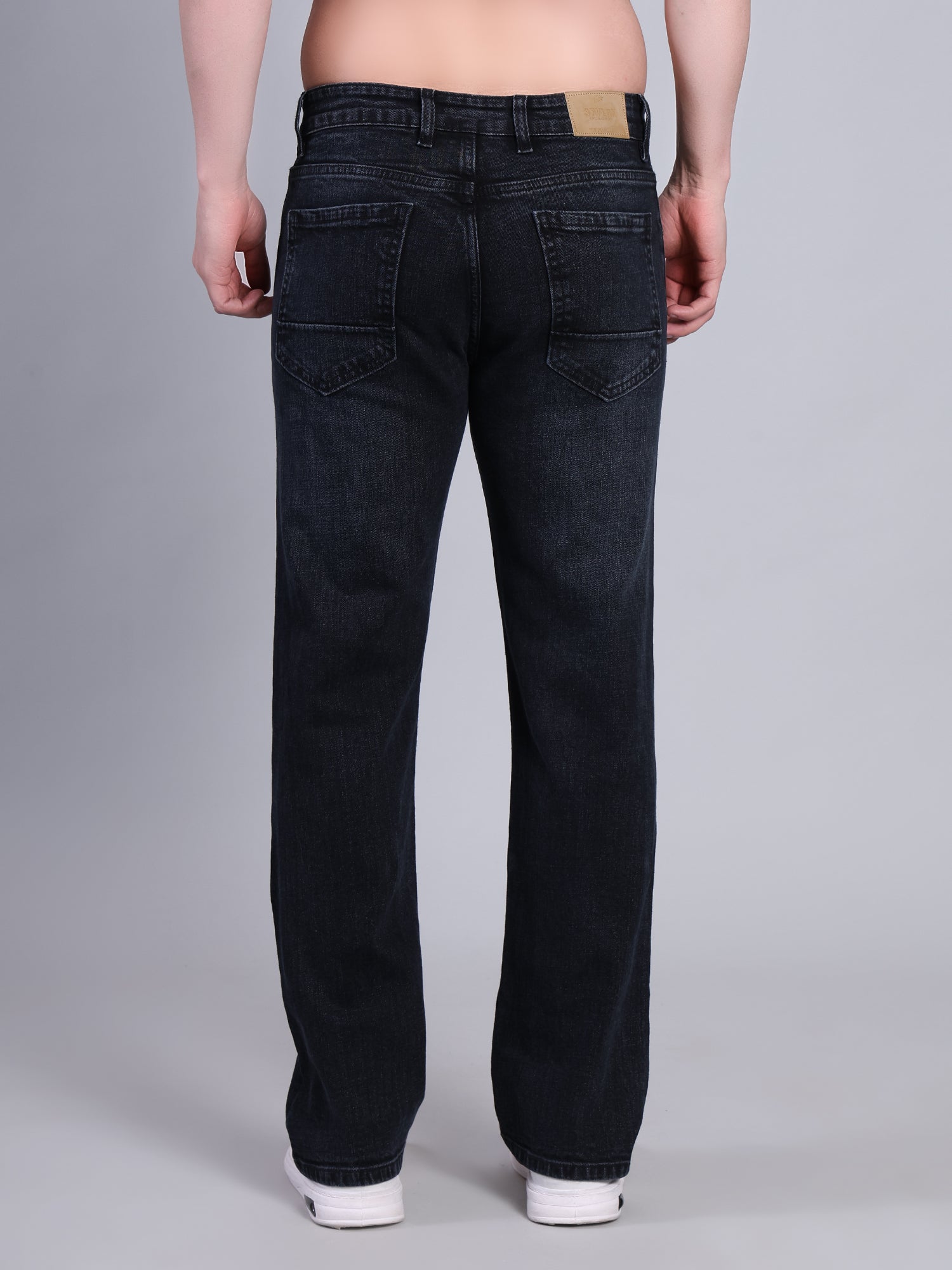 Stylox Men’s Mid-Rise Straight Fit Classic Washed Denim Jeans-Mid Grey - Stylox