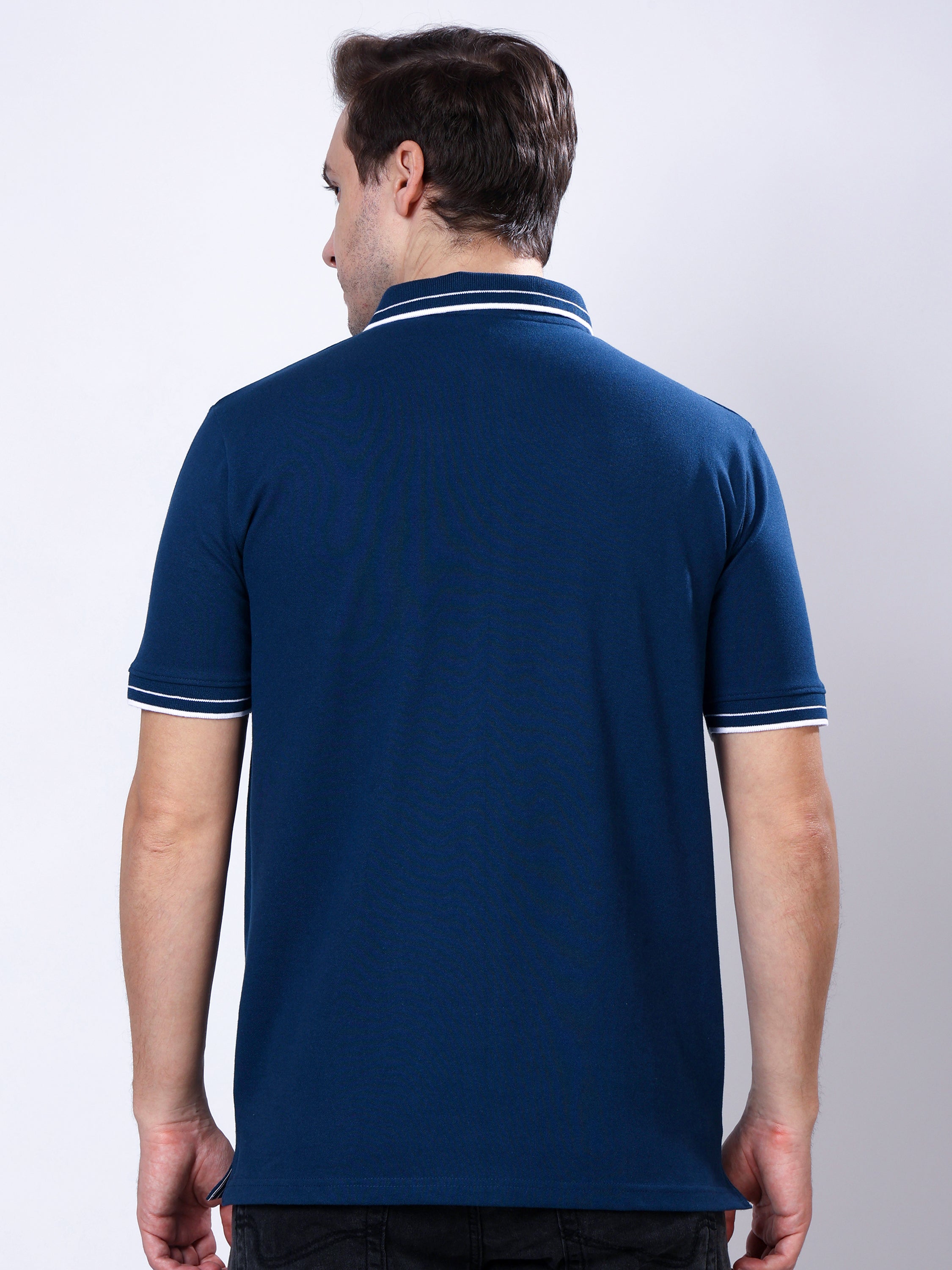 Stylox Men’s Solid Polo T-Shirt with Contrast-Tipped Collar - Stylox