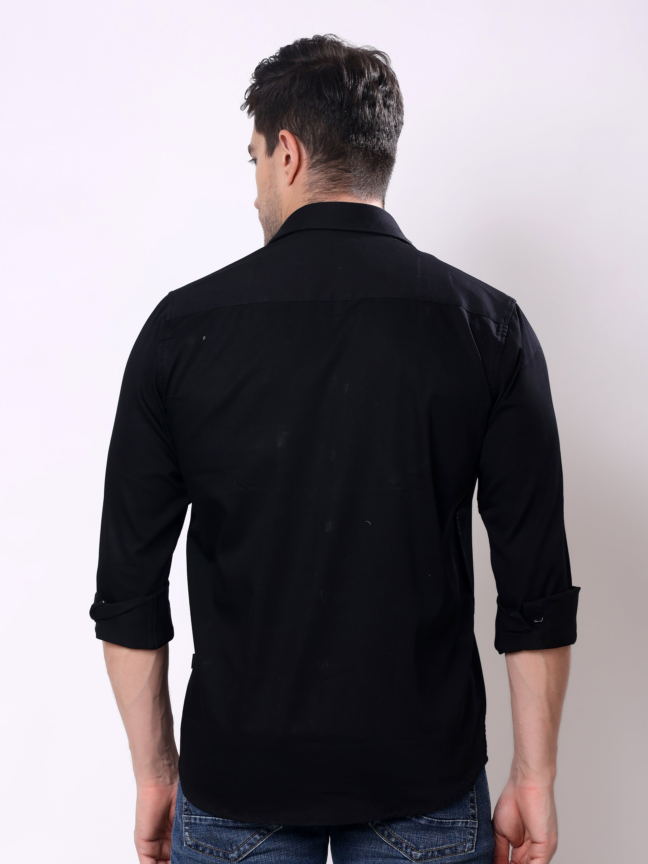 Stylox Men’s Regular Fit Full Sleeve Solid Cotton Satin Casual Shirt - Stylox