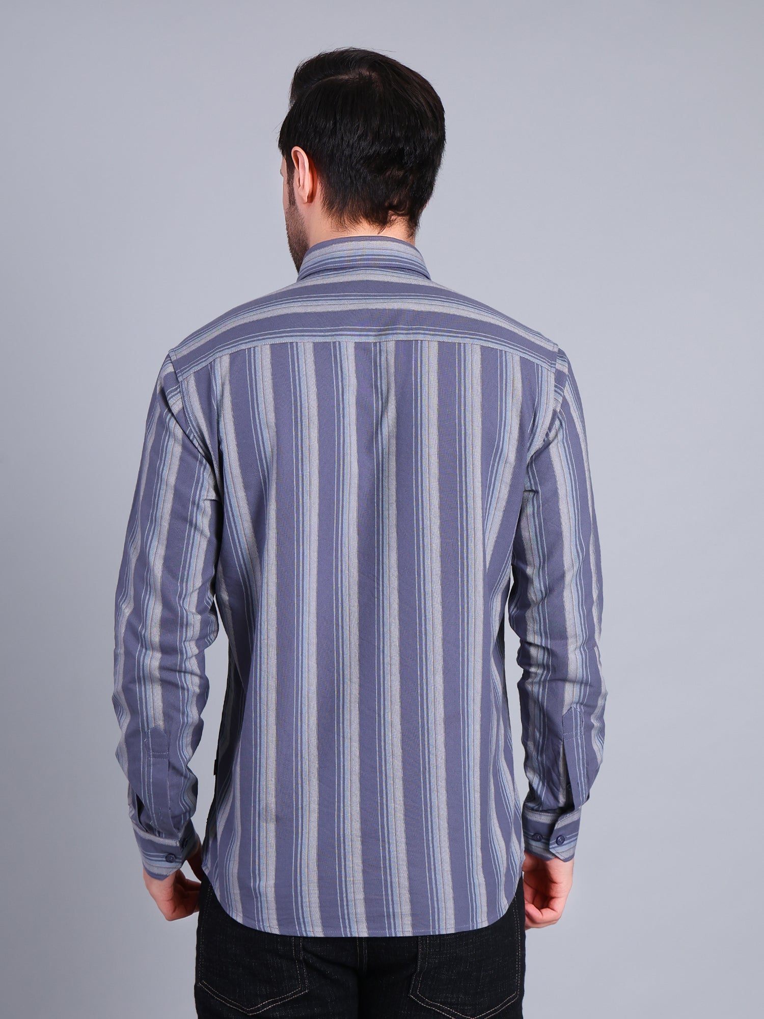 Stylox Men’s Regular Fit Full Sleeve Stripes Casual Shirt for Everyday & Office Wear (Blue)