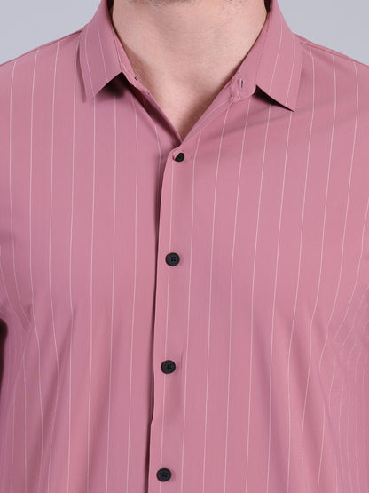 Stylox Men’s Striped Partywear Shirt | Slim Fit Full Sleeve Formal-Casual Shirt For Men