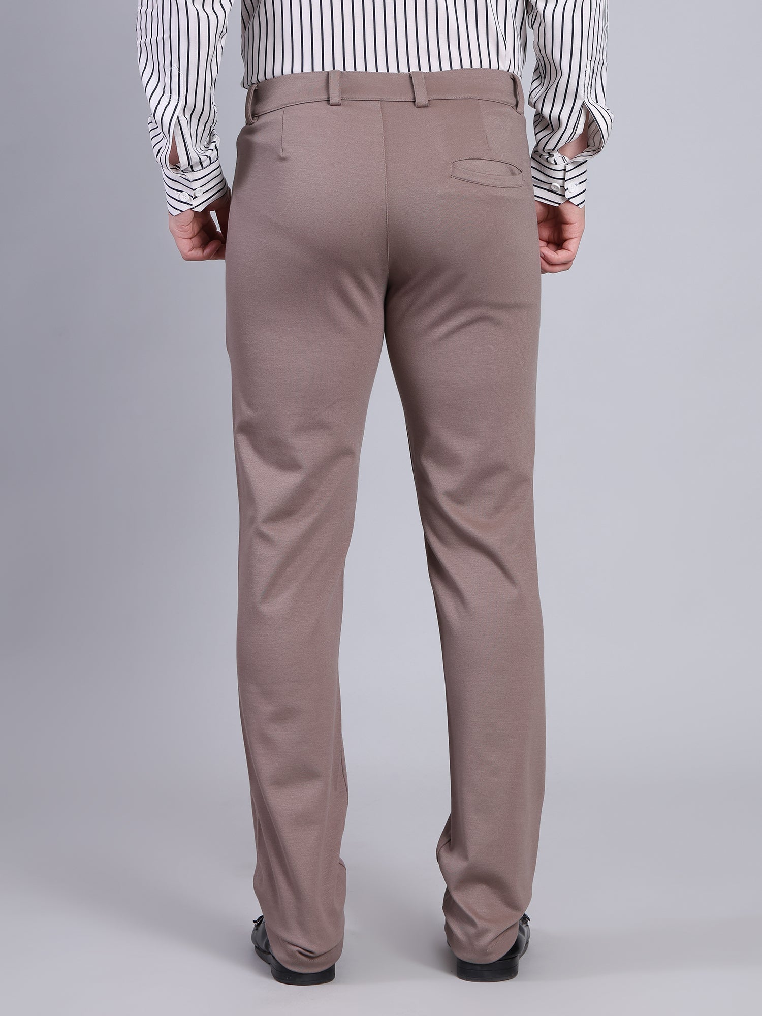 Stylox Men’s Slim Fit Stretchable Formal Trousers-Dark Beige - Stylox