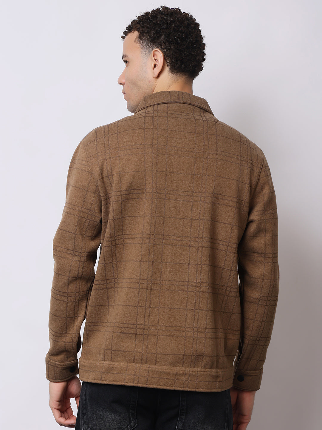 Stylox Men’s Checkered Winter Shacket – Warm Button-Down Fleece Jacket with Utility Pockets