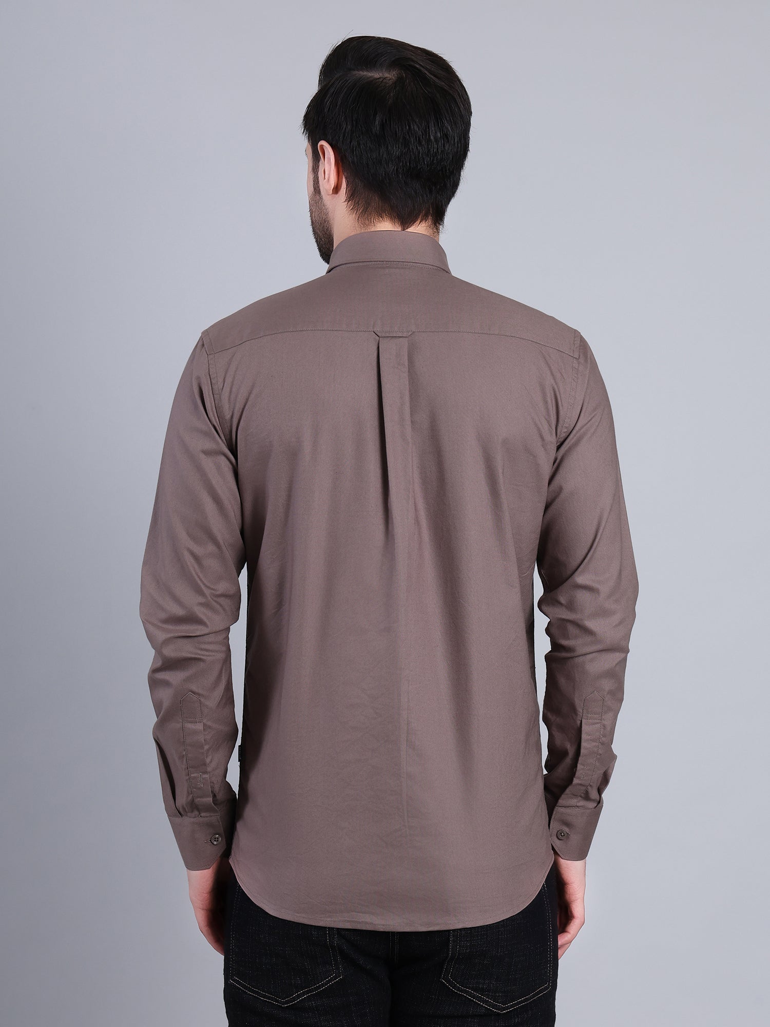 Stylox Men’s Regular Fit Full Sleeve Solid Casual Shirt for Everyday & Office Wear (Mouse) - Stylox