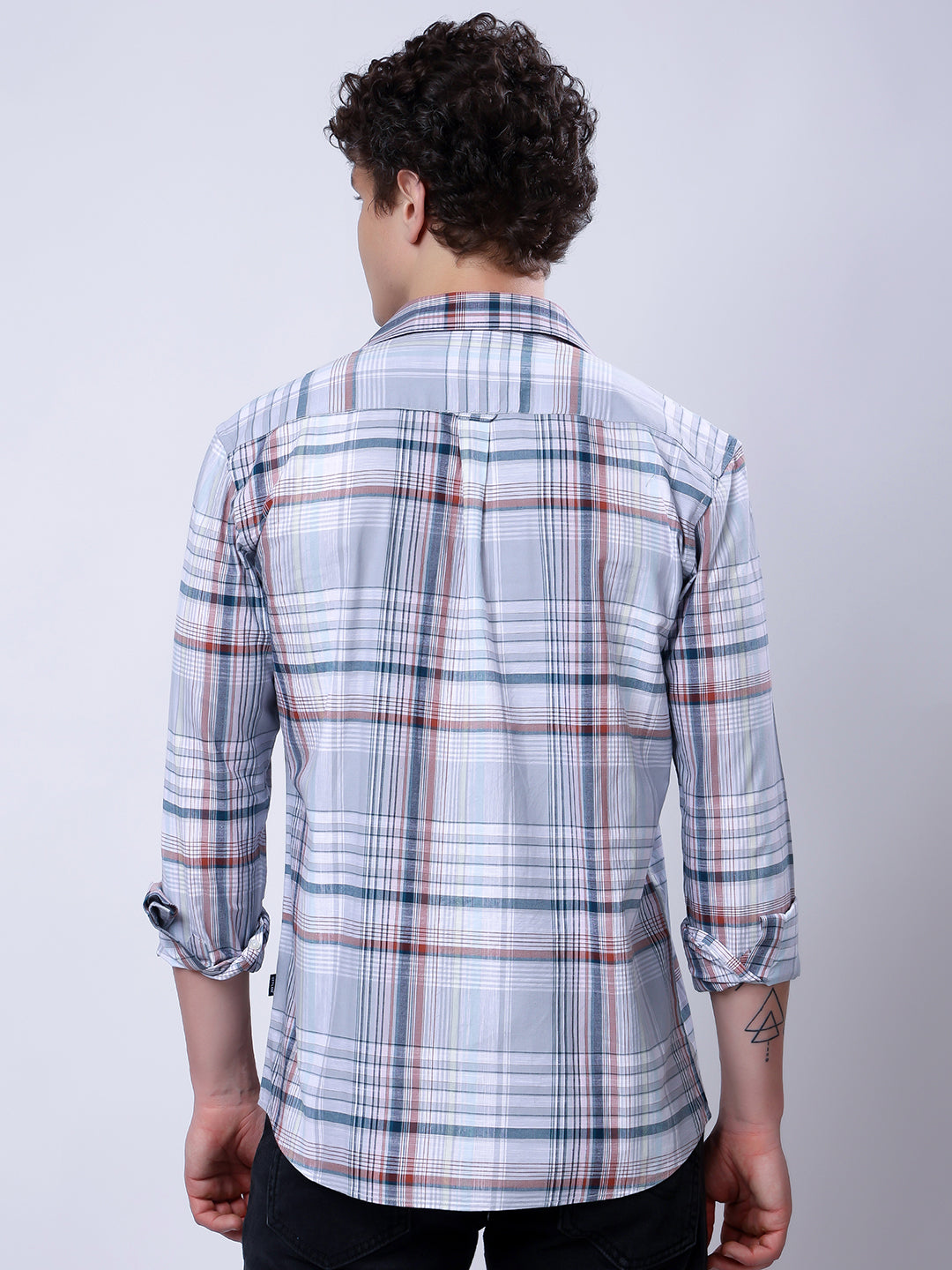 Stylox Men’s Regular Fit Full Sleeve Casual Check Shirt–Grey &amp; Brown - Stylox