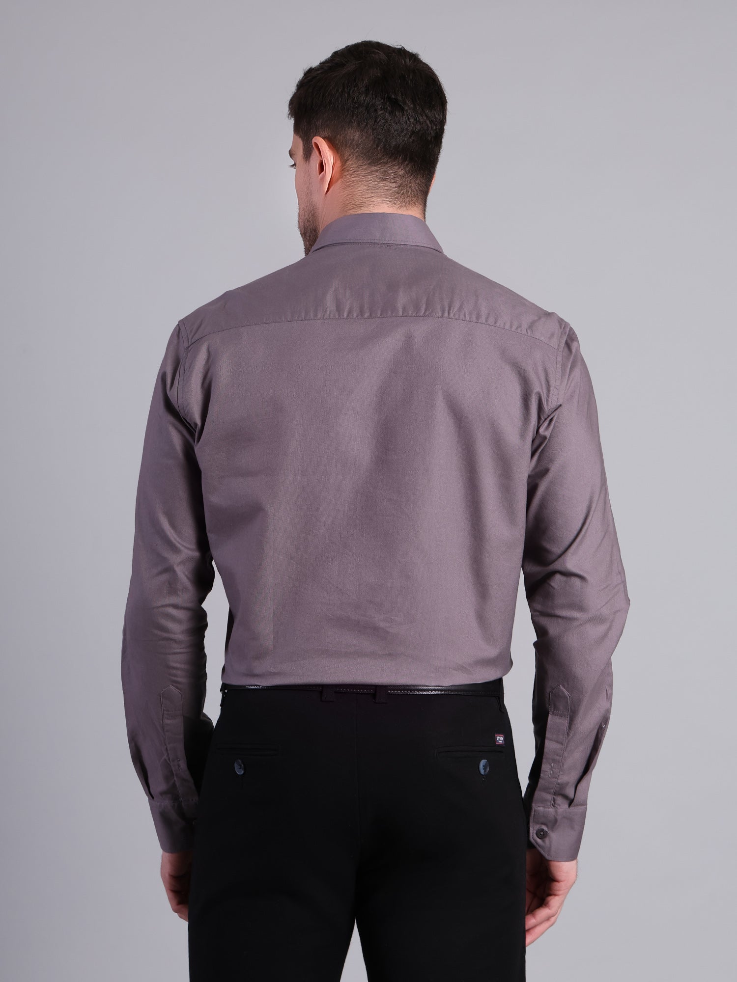 Stylox Men’s Regular Fit Solid Oxford Casual Shirt-Dark Grey - Stylox