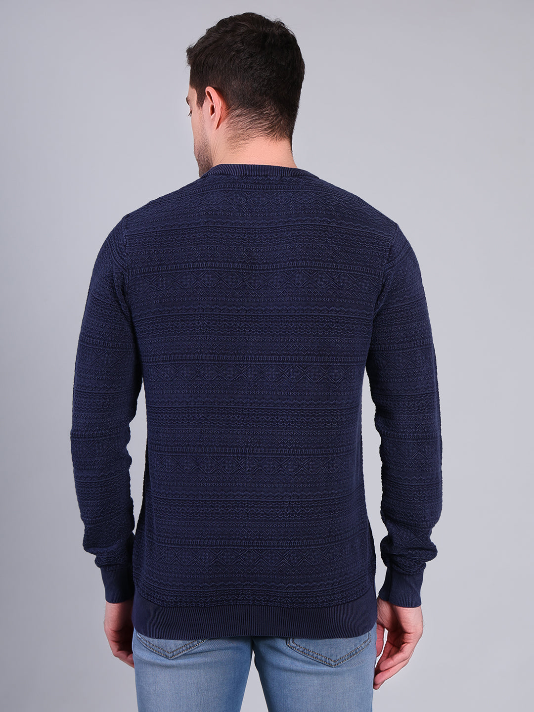Stylox Men’s Winter Textured Sweater | Full Sleeve Round Neck Knit Pullover | Warm Casual Wear - Stylox