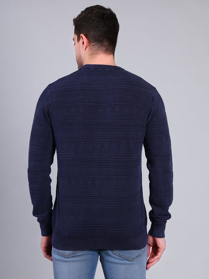 Stylox Men’s Winter Textured Sweater | Full Sleeve Round Neck Knit Pullover | Warm Casual Wear